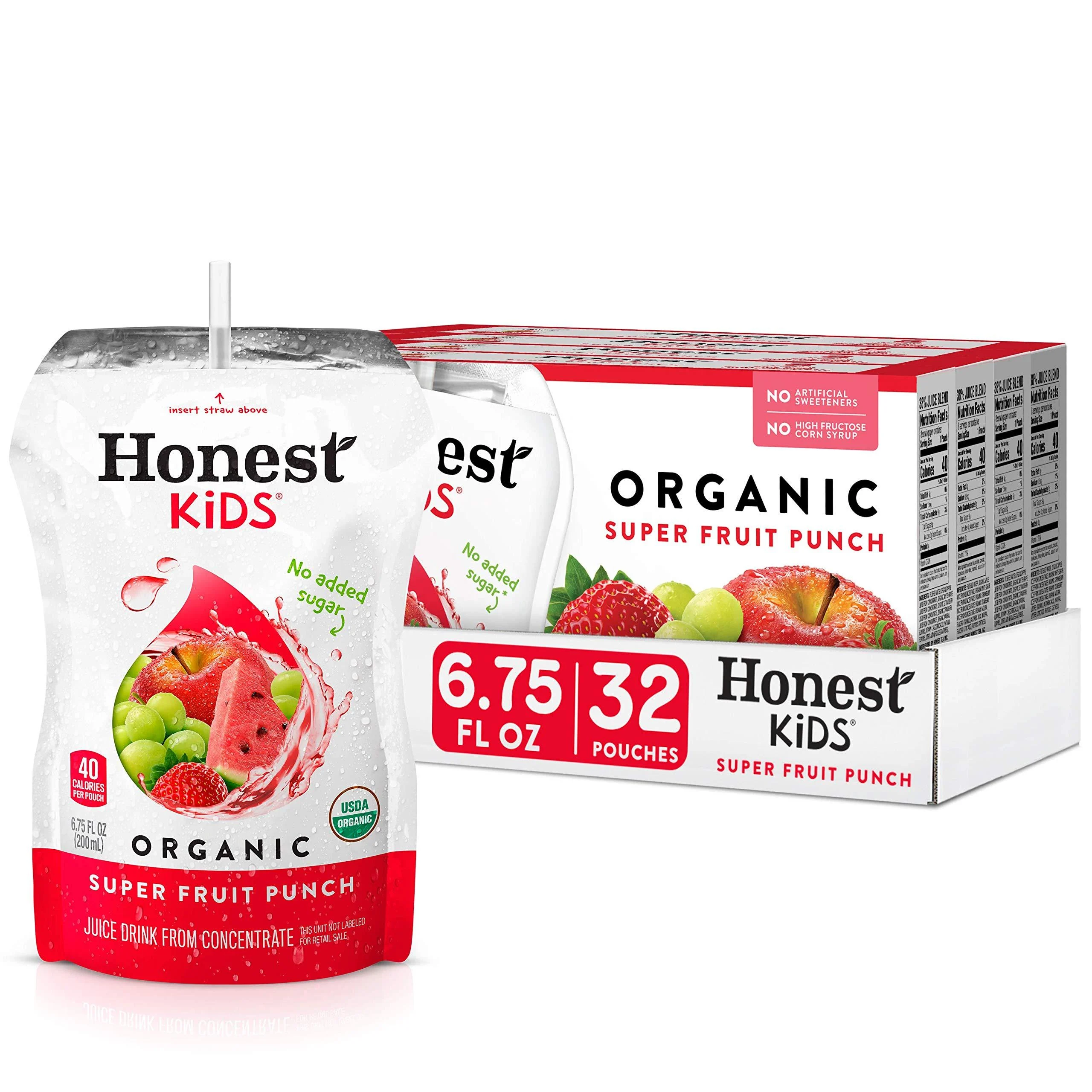 Honest Kids Super Fruit Punch Organic Fruit Juice Drink, 6.75 Fl Oz, 32 Pack