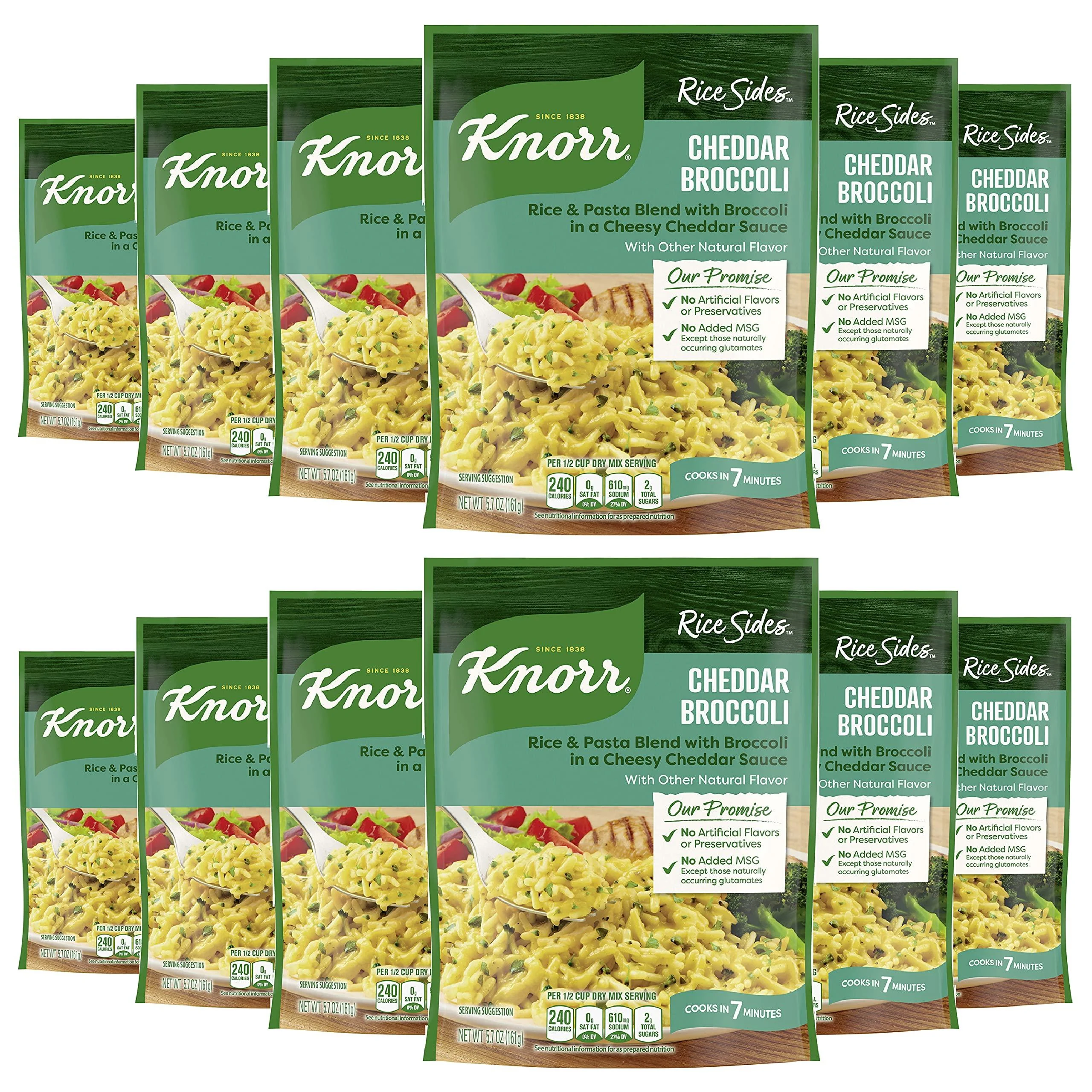 Knorr Rice Sides For a Tasty Rice Side Dish Cheddar Broccoli No Artificial Flavors, No Preservatives, No Added MSG 5.7 oz, Pack of 12 5.7 Ounce (Pack of 12) Cheddar Broccoli
