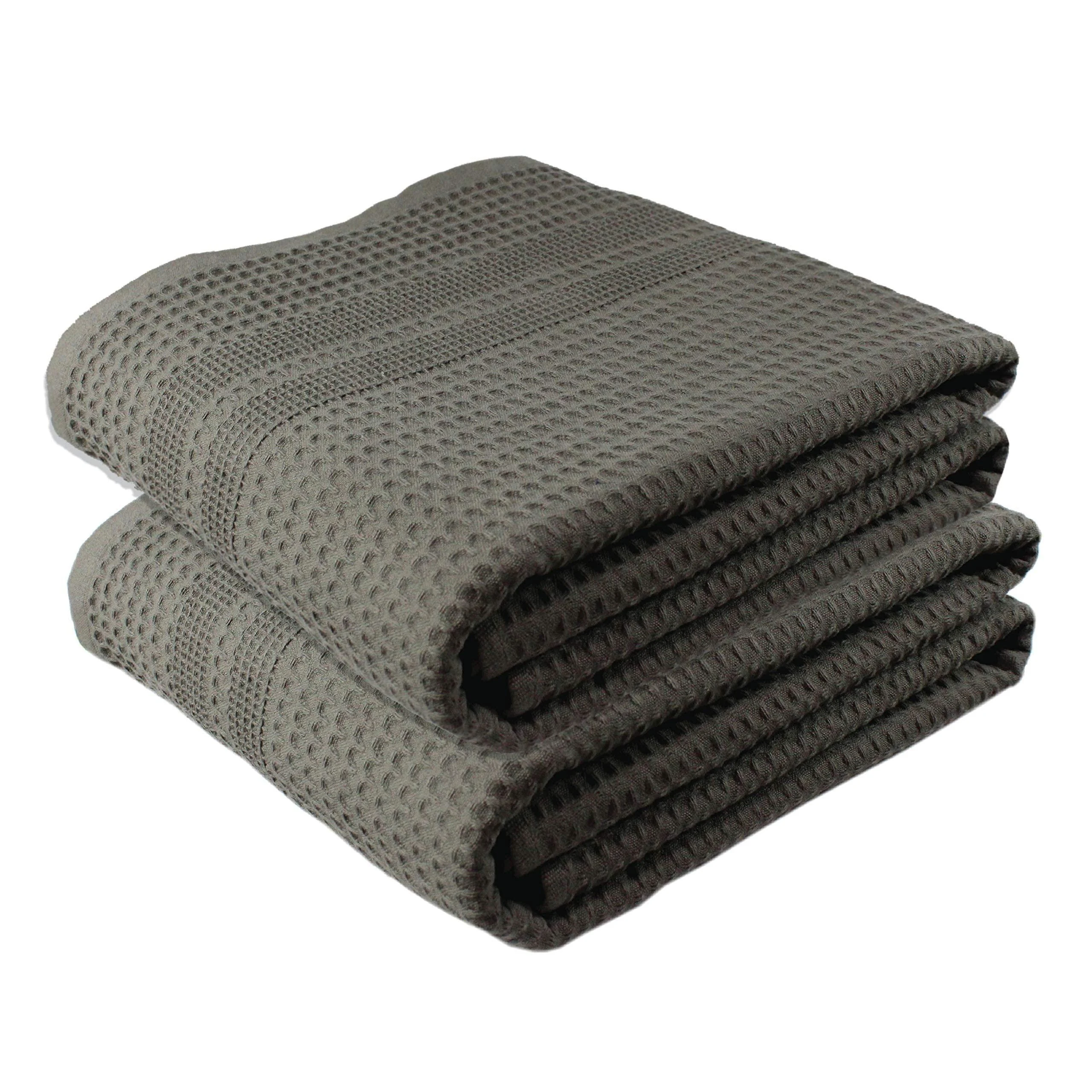 GILDEN TREE Waffle Towels Quick Dry Lint Free Thin, 2 Pack Bath Sheets 40x80 Oversized Extra Large for Adults, Classic Style (Stone)