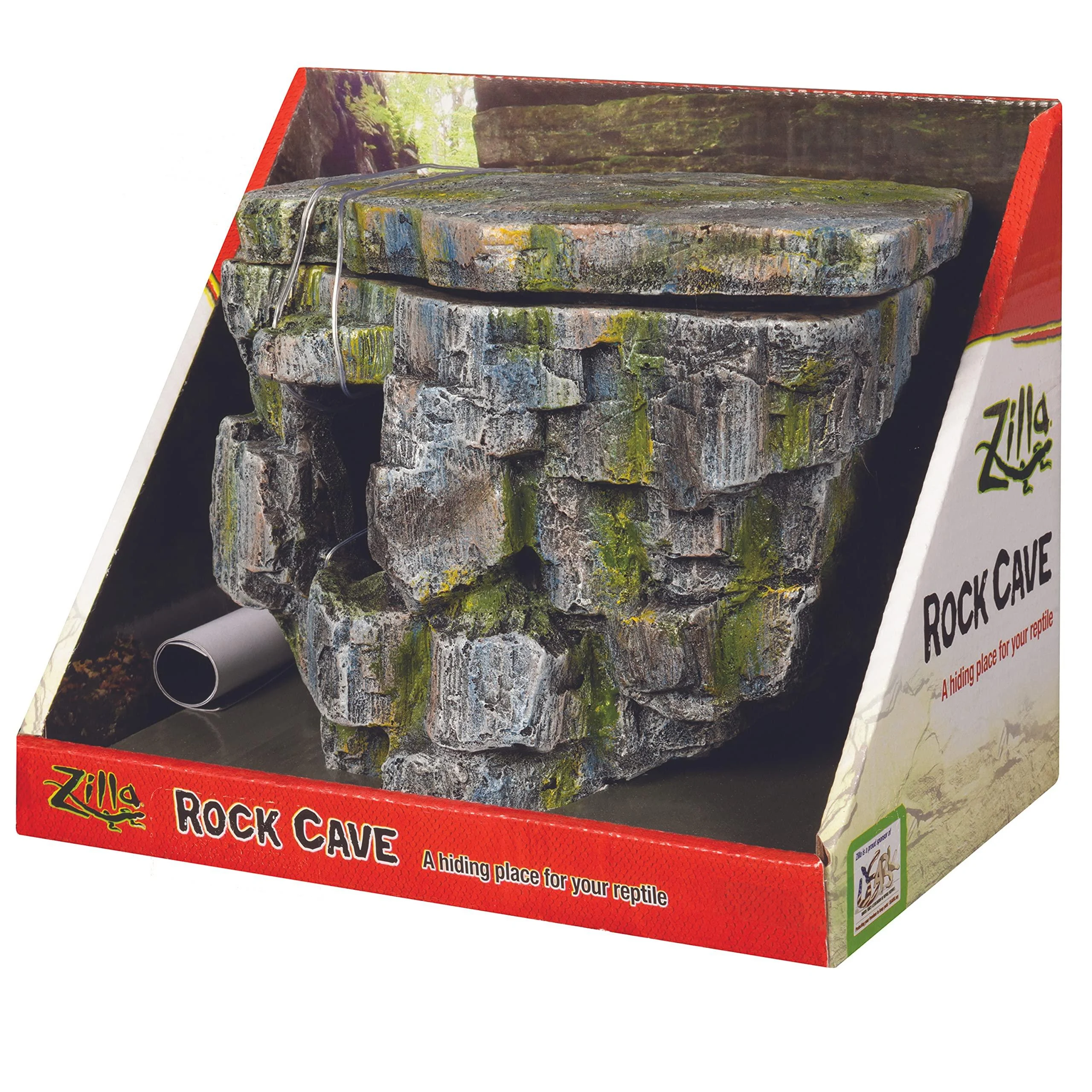 ZILLA Vertical D cor Rock Cave 8.75 x 5.875 x 7.25 Grey Vertical Rock Cave Hideout
