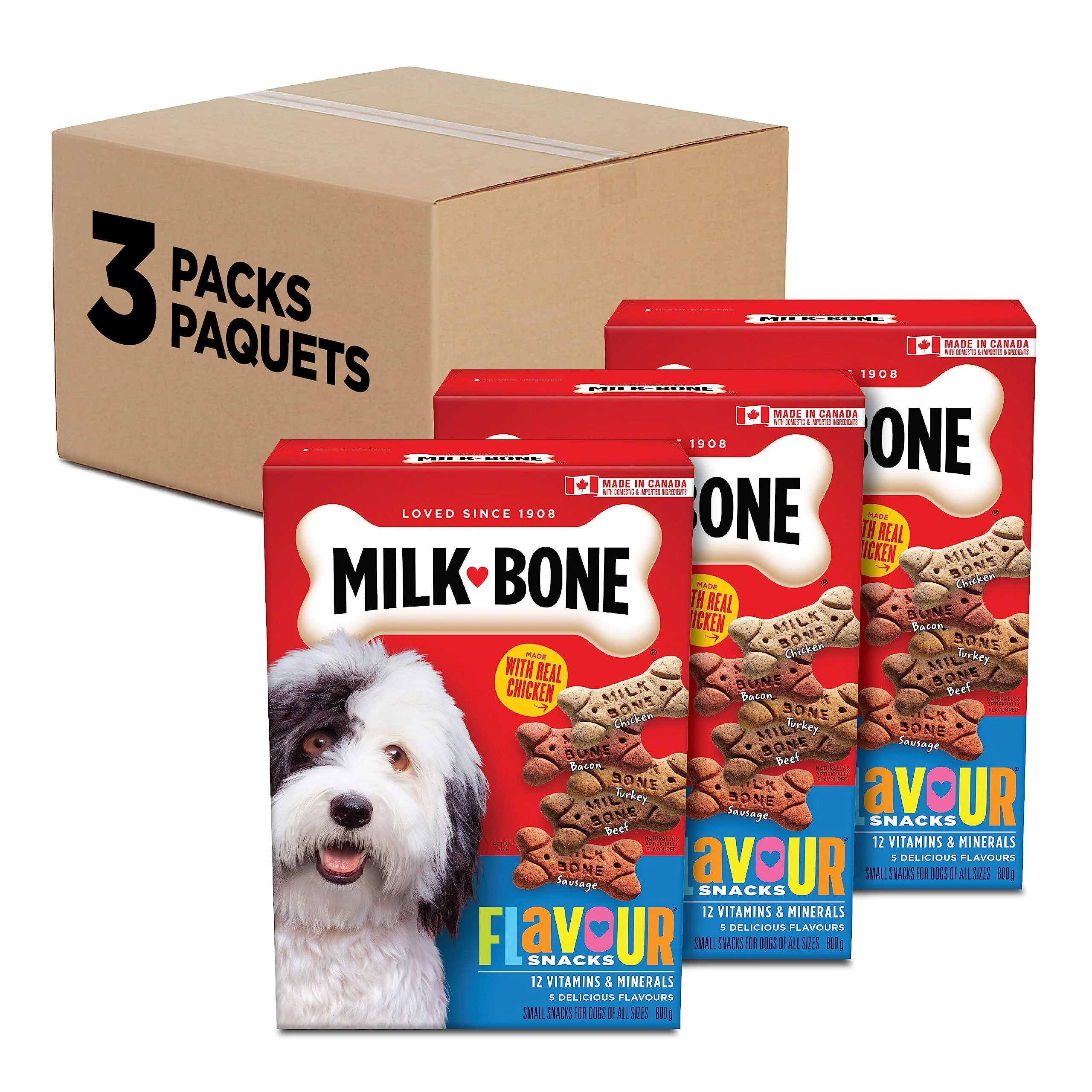 Milk-Bone Flavour Snacks Dog Biscuits Small Sized Dog Treats Assorted Flavours 800g Boxes (Pack of 3) Small Dog 800g (Pack of 3)