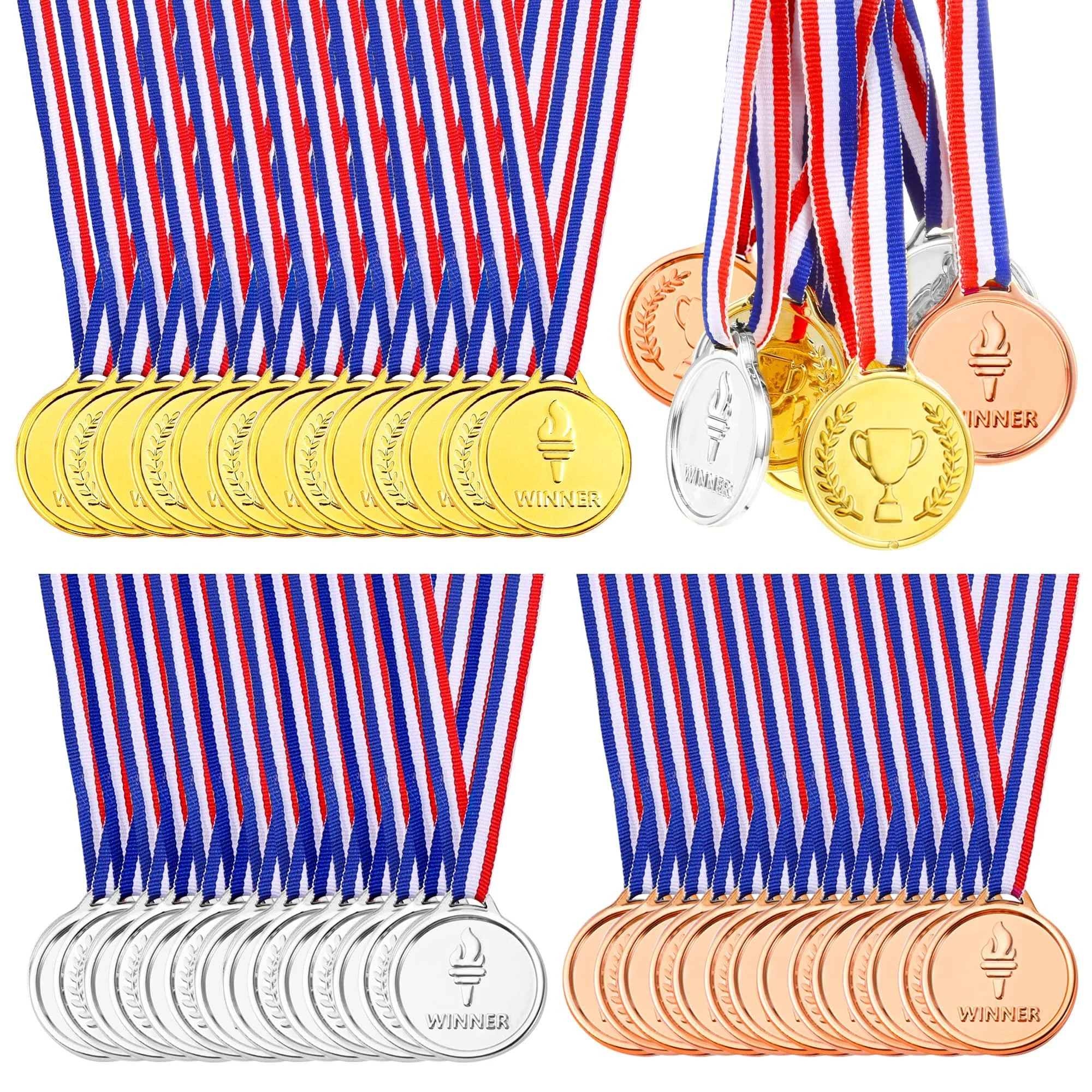 Pllieay Winner Medals Gold Silver and Bronze Medals for Party Decoration and Awards 24