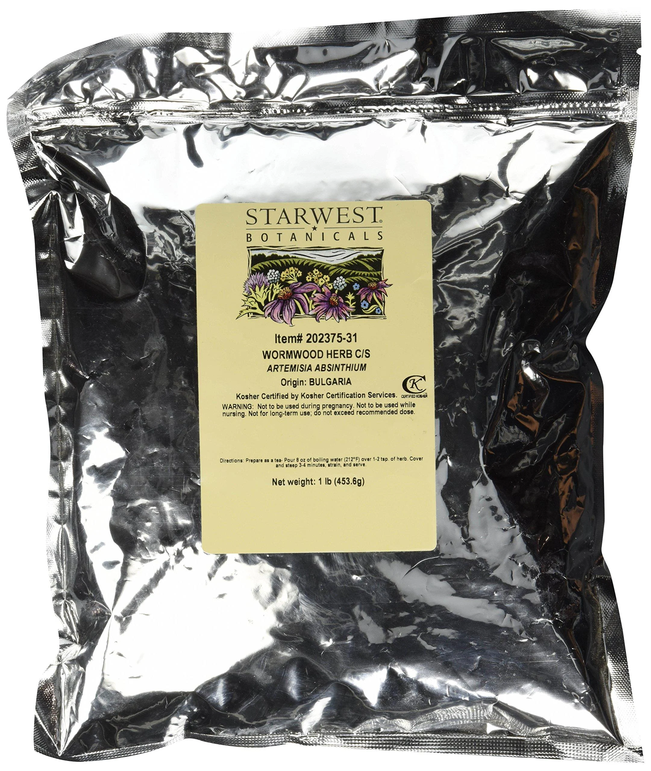 Wormwood Herb Wildcrafted Cut & Sifted - Artemisia absinthium 1 lb (Starwest Botanicals)