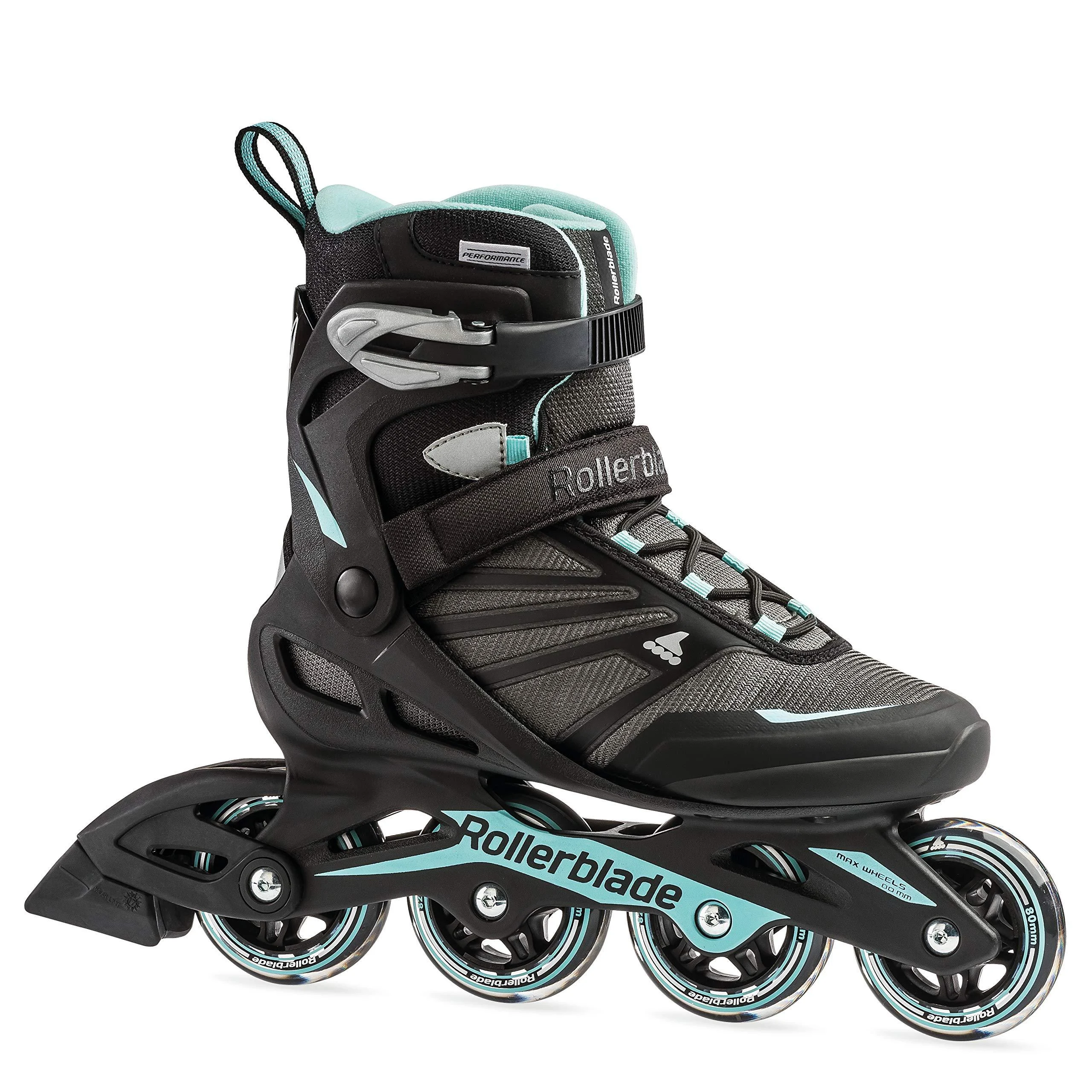 Rollerblade Zetrablade Women's Adult Fitness Inline Skate, Black and Light Blue, Performance Inline Skates 8