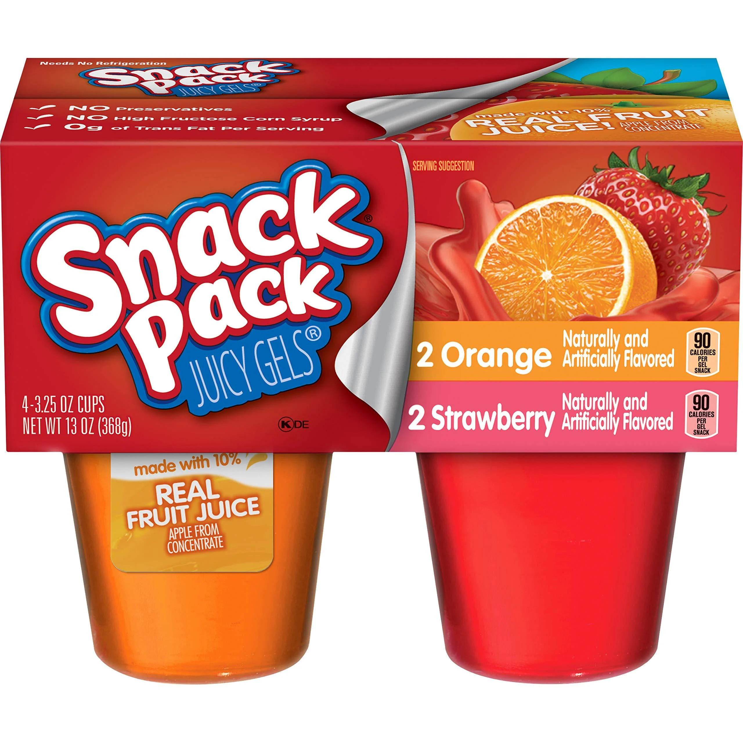Snack Pack Juicy Gels Strawberry And Orange, 13 Ounce