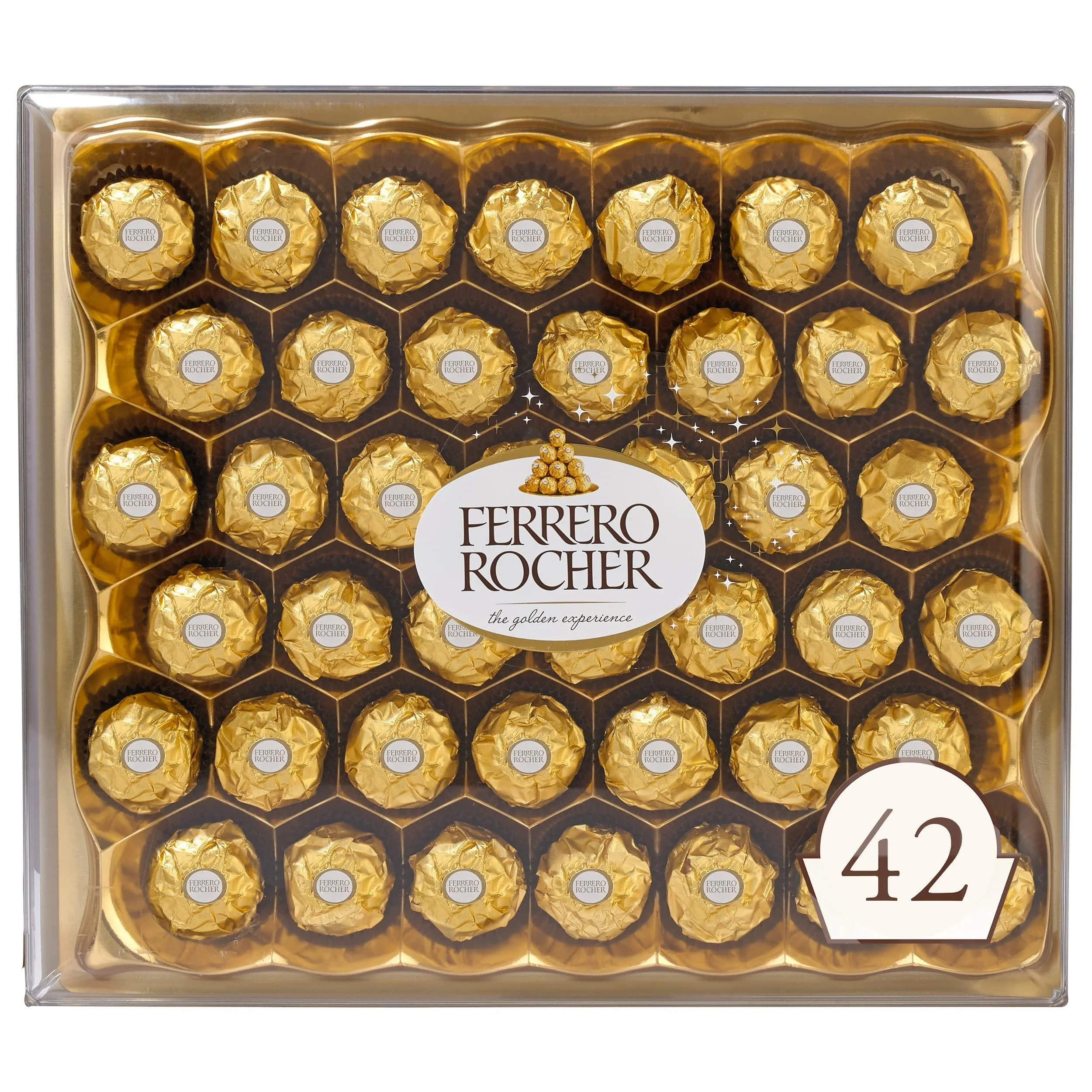 Ferrero Rocher Fine Hazelnut Milk Chocolate, 42 Count, Chocolate Candy Gift Box, 18.5 oz