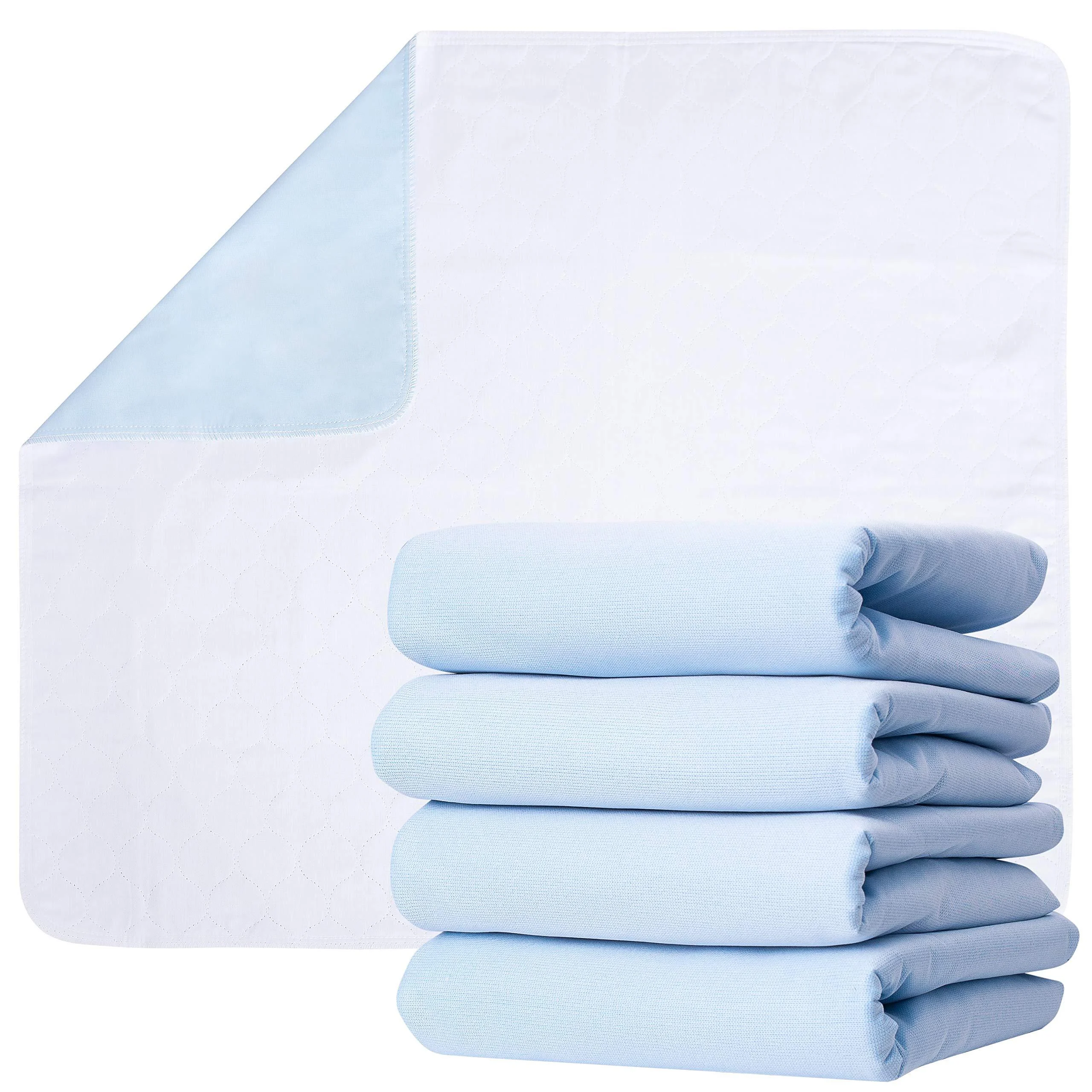 Washable Underpads for use as Incontinence Bed Pads, Reusable pet Pads, Great for Dogs, Cats, Bunny & Seniors 4 Pack - 34x36