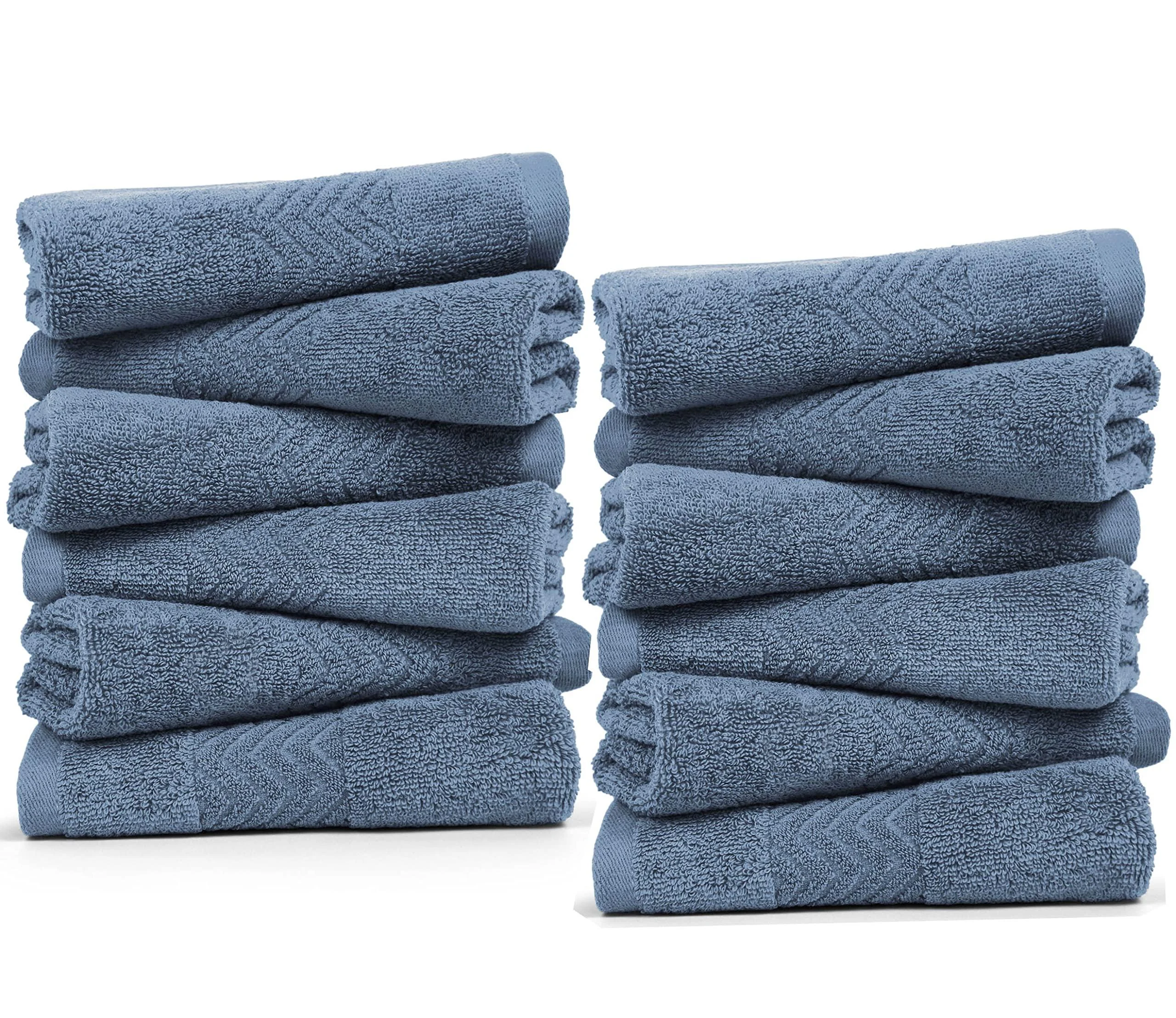 Cleanbear Soft Washcloths for Sensitive Skin 100% Cotton Wash Cloths for Face and Body Large Face Cloths for Adults 12 Pack Bathroom Washcloth Set Grayish-blue Solid Color 12 Pack