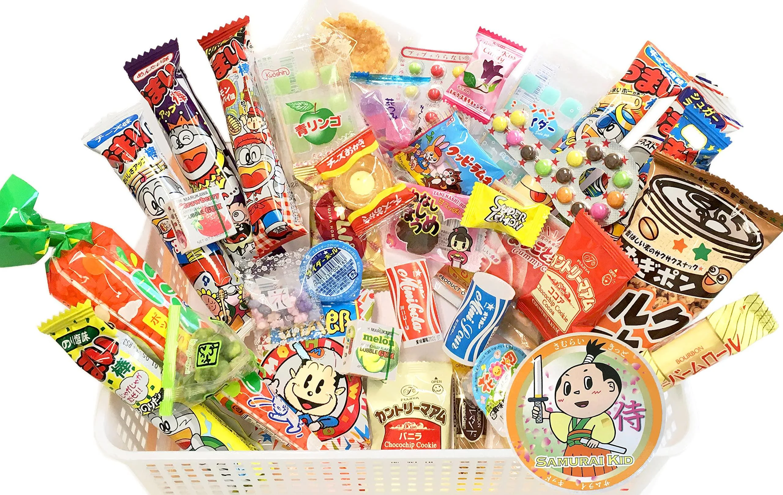 Samurai Dagashi Set, Japanese Snack Assortment 36pc with Samurai Kid Sticker 14.46 Ounce (Pack of 1)