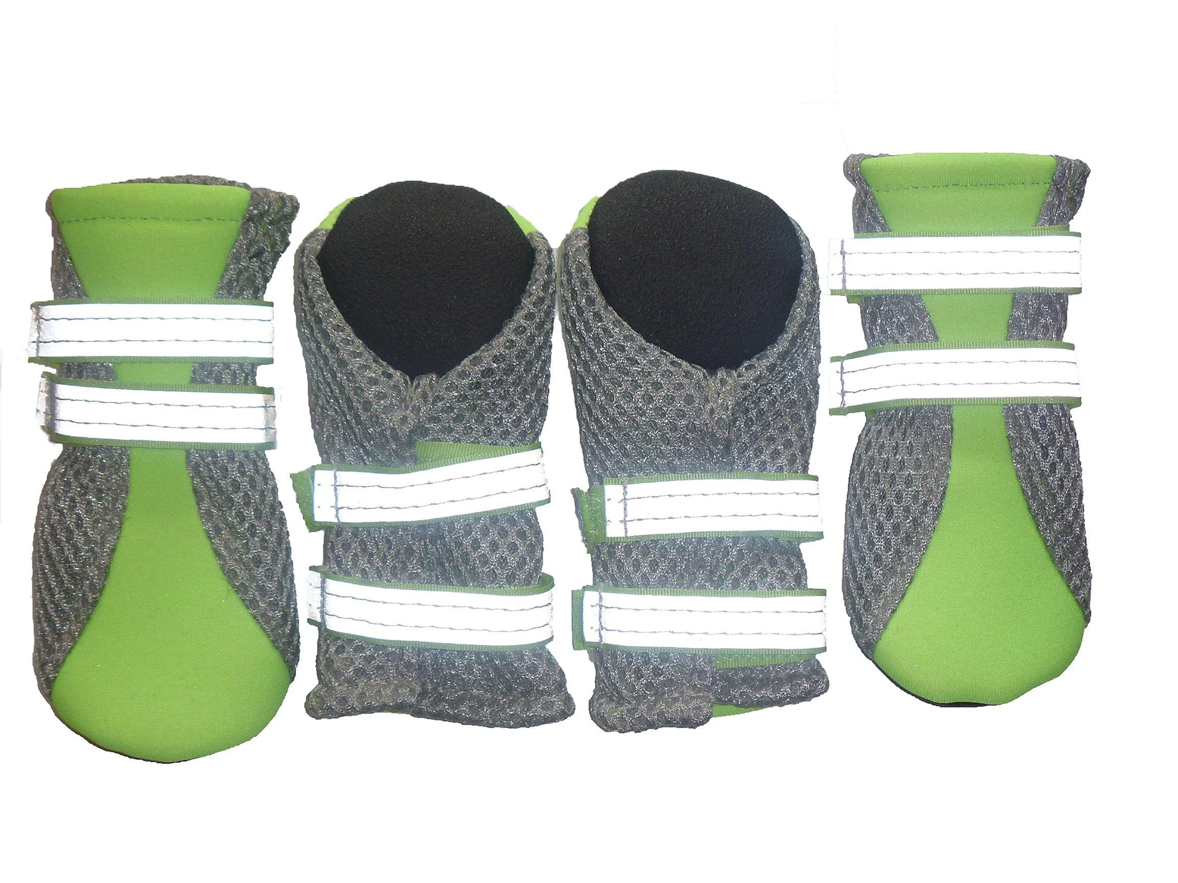 LONSUNEER Dog Boots Breathable and Protect Paws with Soft Nonslip Soles and Reflective Straps Size Medium Bright Green