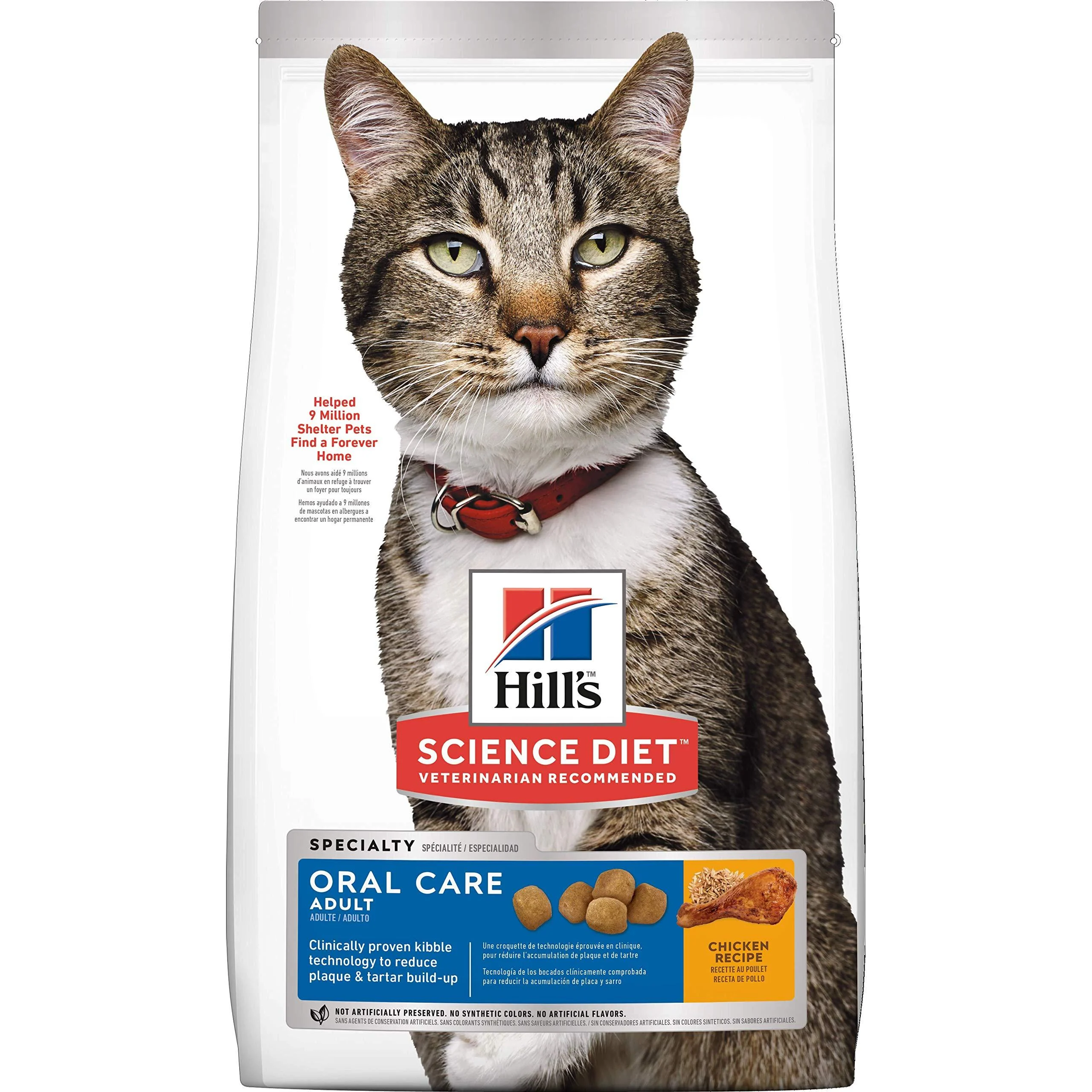 Hill's Science Diet Adult Oral Care Chicken Recipe Dry Cat Food for dental health 15.5 lb Bag 7.03 kg (Pack of 1) Adult | Chicken Cat Food