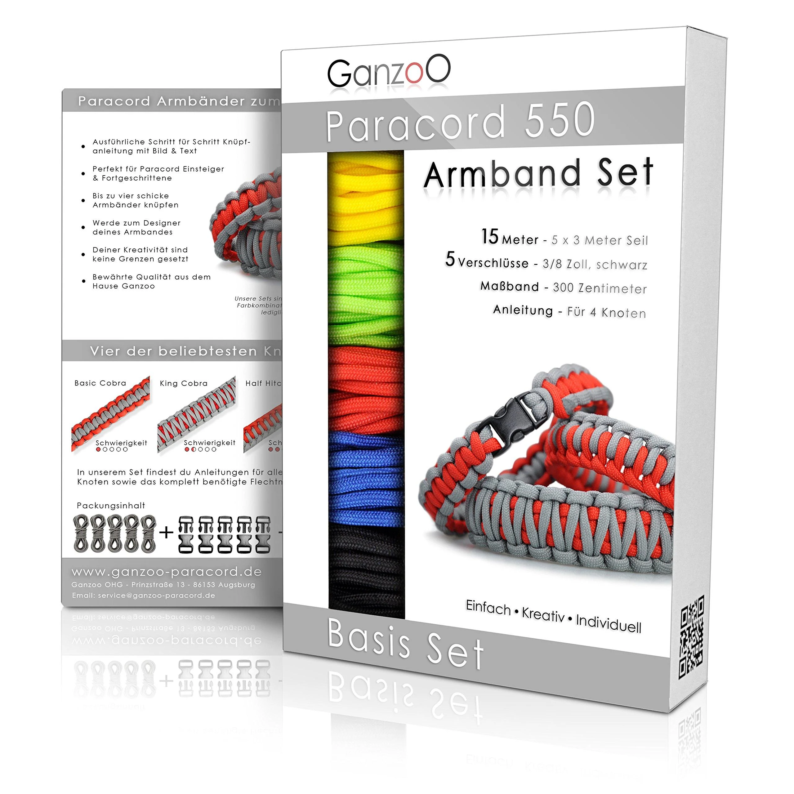Ganzoo Paracord 550 bracelet set craft set knotting set DIY Bracelet Primary