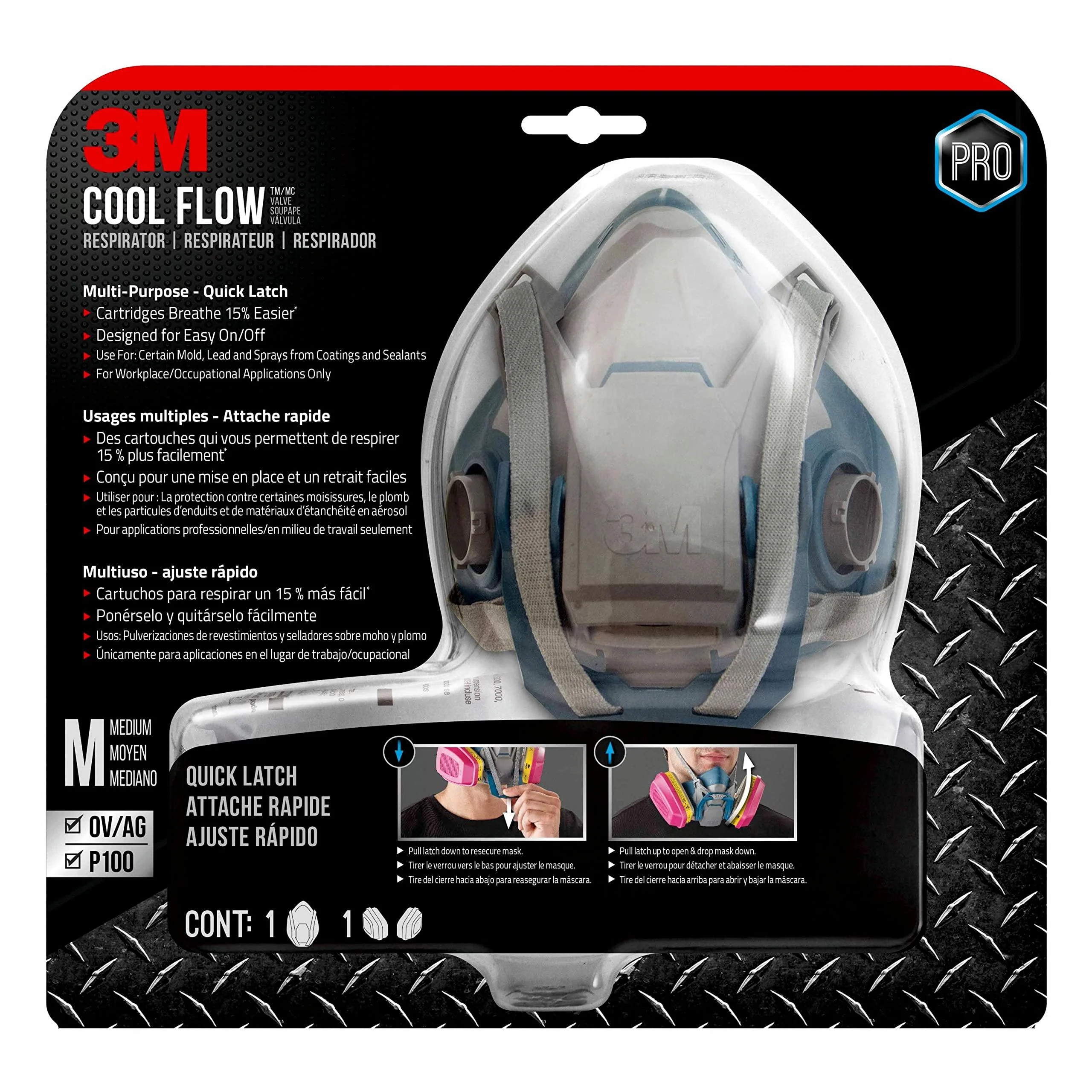 3M Pro MultiPurpose Respirator with Quick Latch Medium - 3M Safety