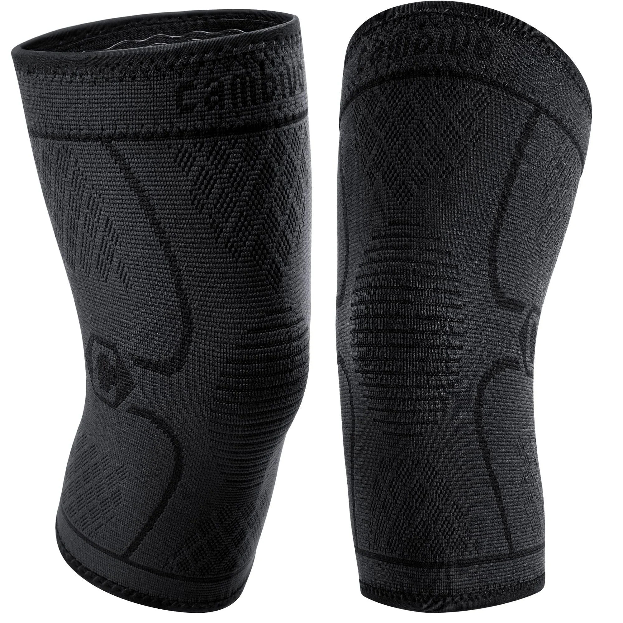 CAMBIVO 2 Pack Knee Brace Knee Compression Sleeve Support for Men and Women Knee Pads for Running Hiking Meniscus Tear Arthritis Joint Pain Relief (Black Small) Small Black