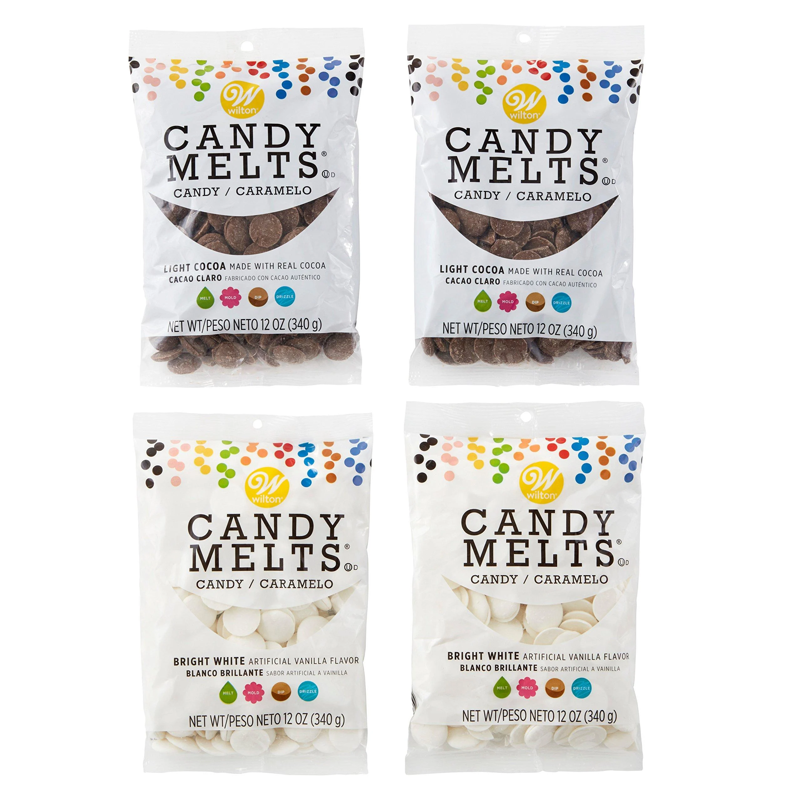 Wilton Light Cocoa and Bright White Candy Melts Candy Set Vanilla Chocolate Candy Melts