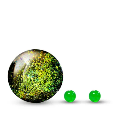Slurper Marble with Two Terp Pearls: Emerald Stardust Dichro - VapeBrat