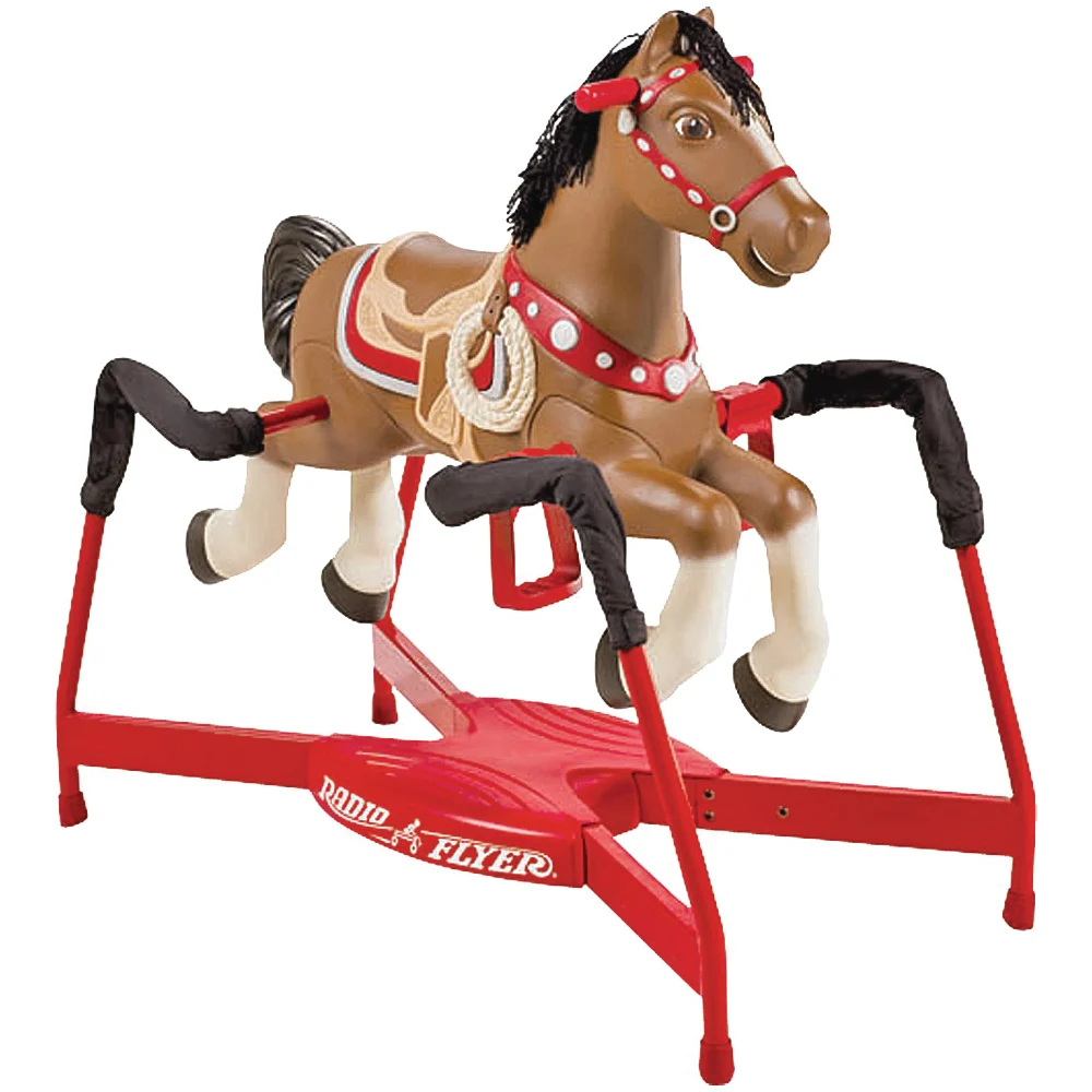 381 Riding Horse, 60lb, Plastic, Red/Brown - Radio Flyer