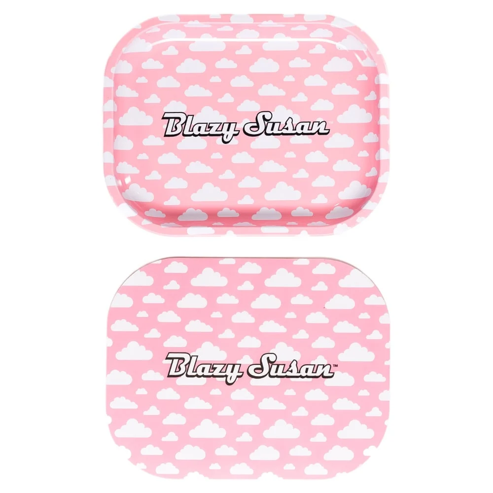 Blazy Susan Small Rolling Tray with Lid - Pink Clouds