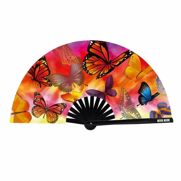 Butterfly Garden Super Blacklight Reactive Folding Fan - Neva Nude