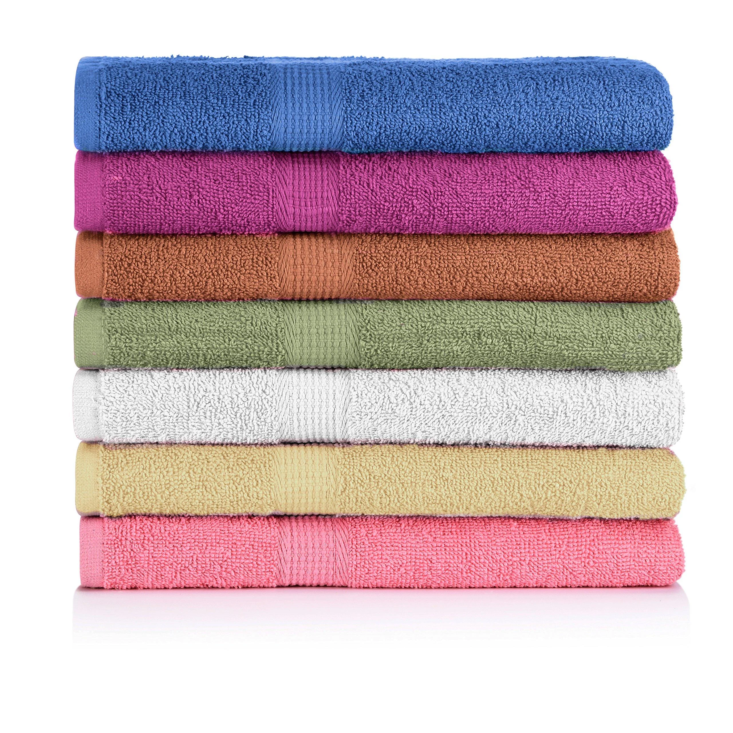 CrystalTowels 7-Pack Bath Towels - Extra-Absorbent - 100% Cotton - 27" x 52" Multi Color Brights