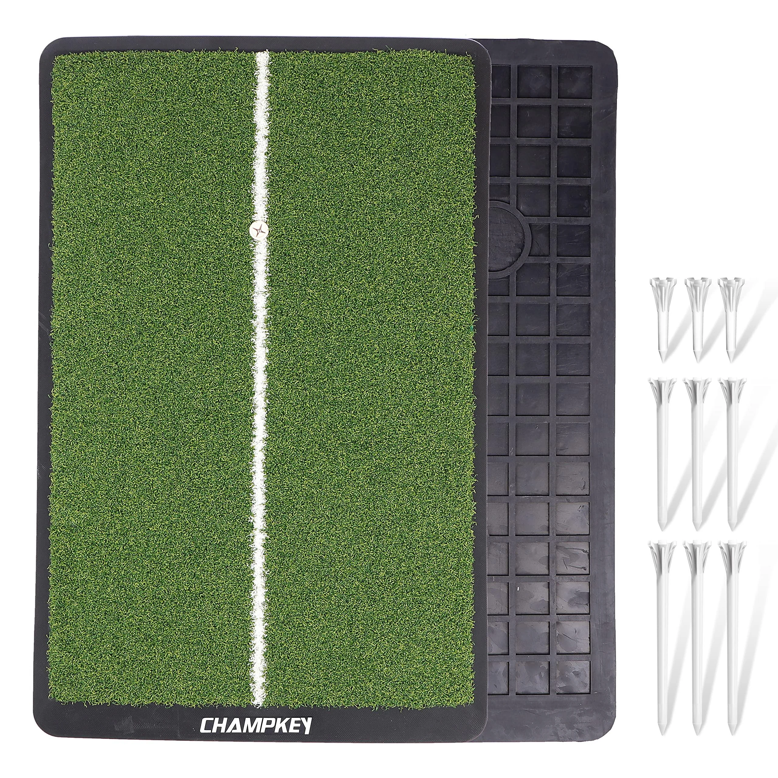 CHAMPKEY Alignment Guide Golf Practice Mat | Premium Fairway Golf Hitting Mat Ideal for Indoor and Outdoor Training M(13"x17")