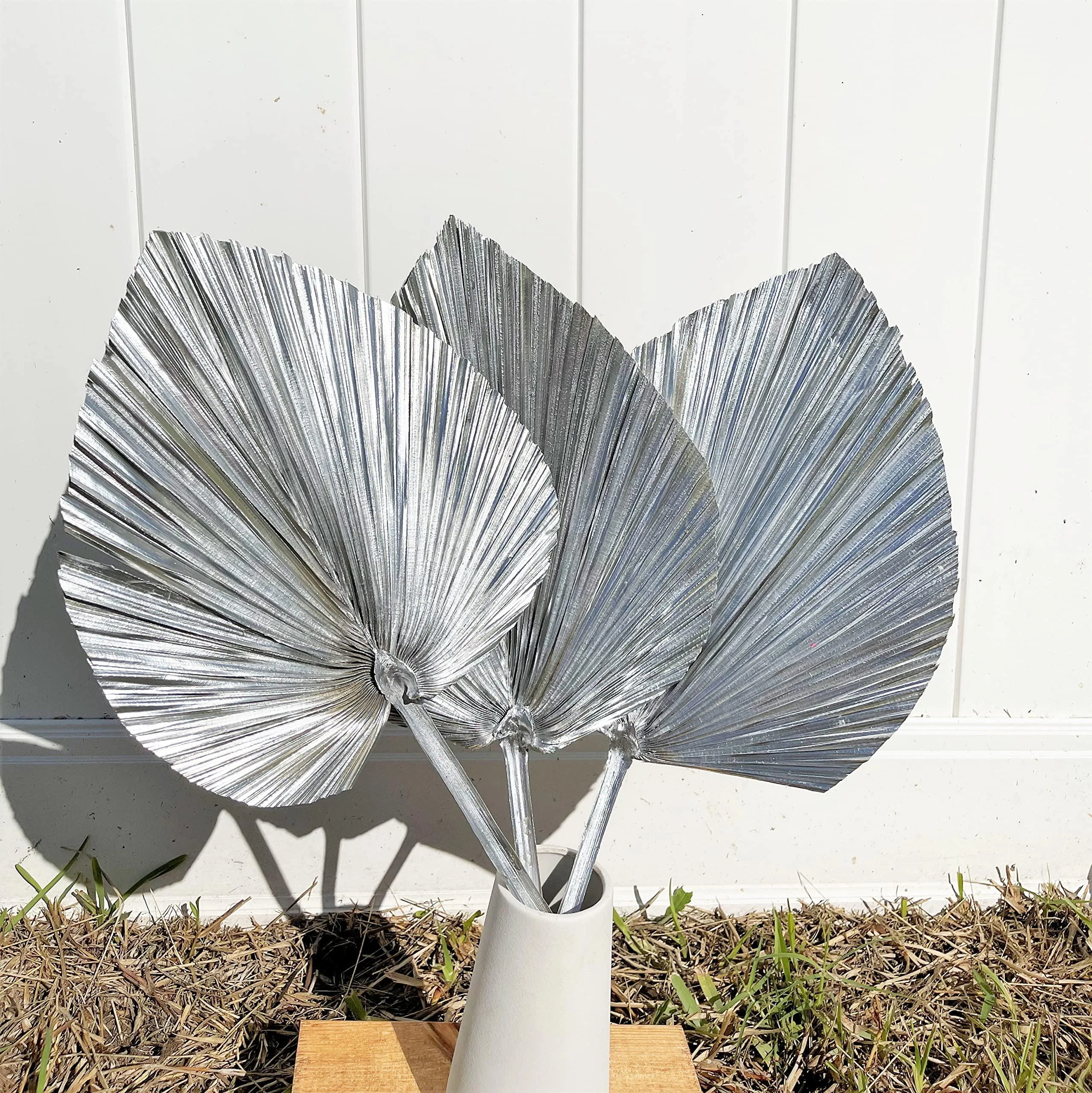 3pcs Silver Large Plam Leaves… - Chaumiere
