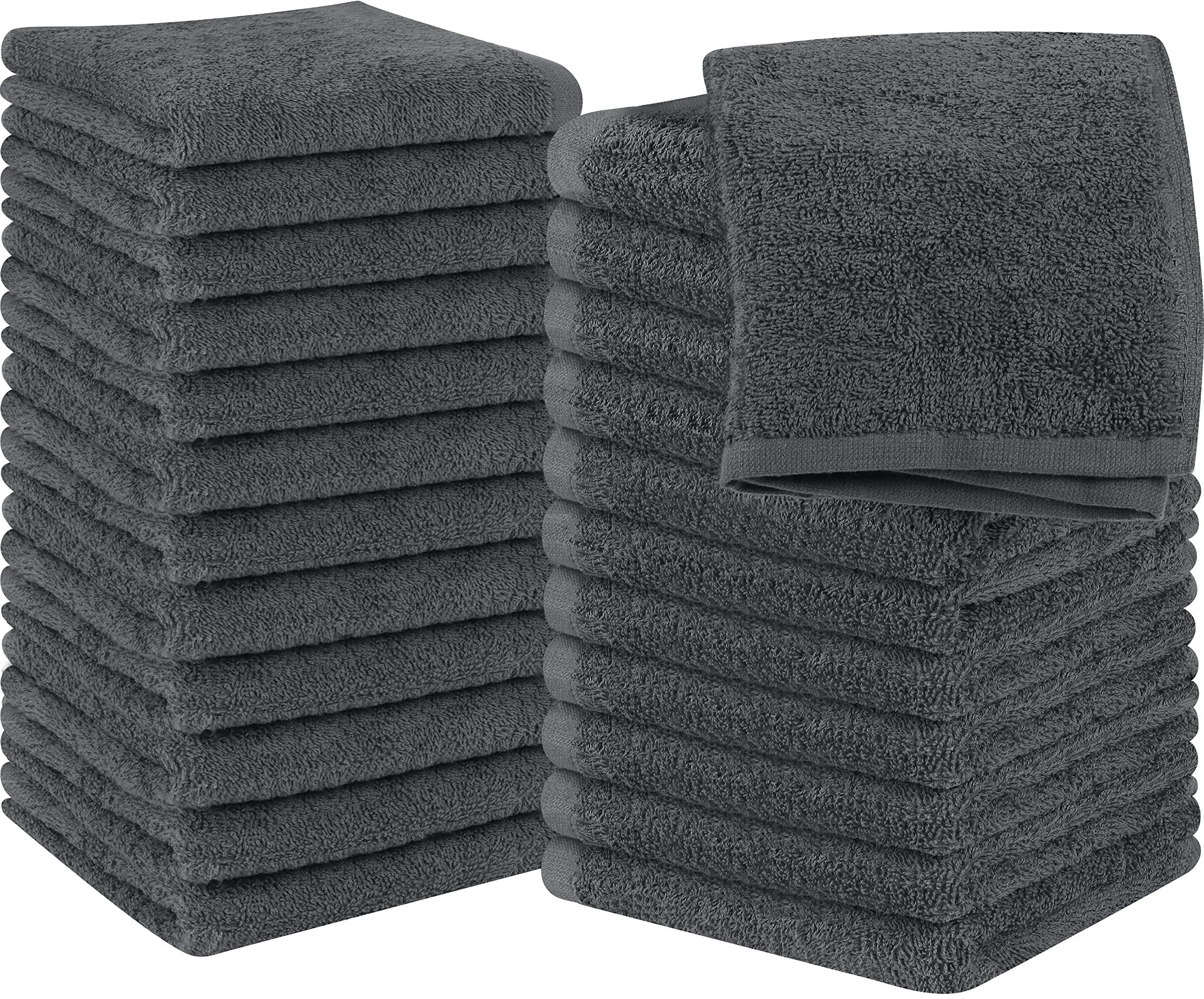 Utopia Towels - 24 pieces of soap cloths 30x30 cm with hanging cuffs absorbent washcloths for wiping and cleaning the face made of 100% cotton (gray) gray 24