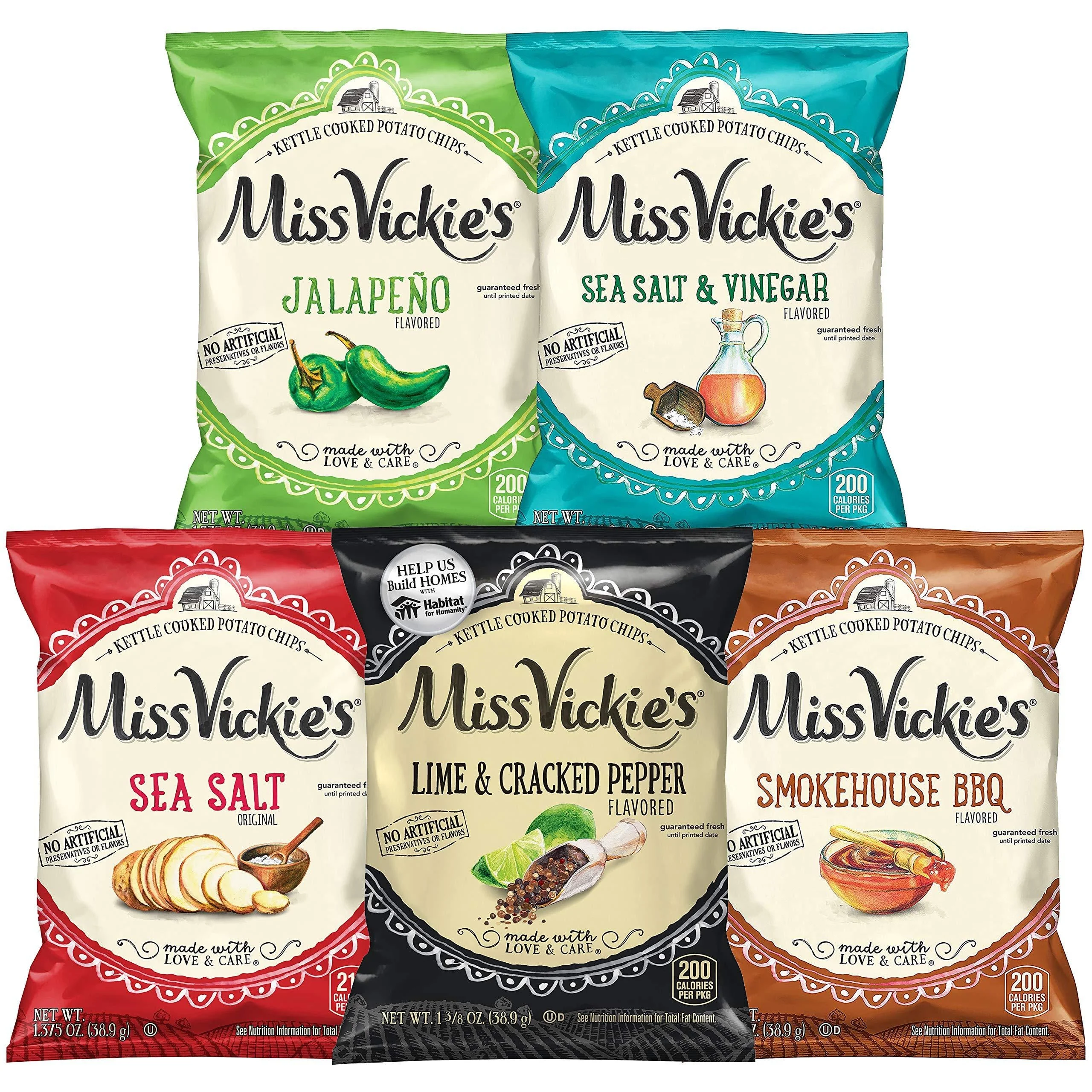 Miss Vickie's Kettle Cooked Potato Chip Variety Pack (Assortment May Vary), 1.375 Ounce (Pack of 28) Variety Pack 1.375 Ounce (Pack of 28)