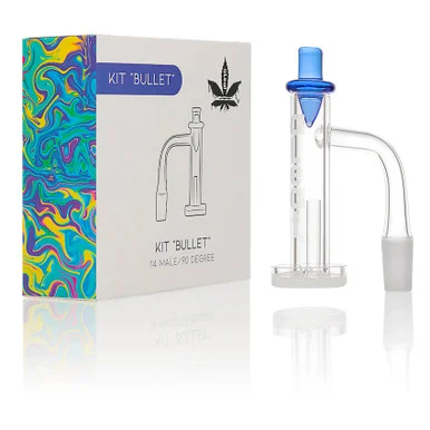 aLeaf "Bullet" Opaque Bottom Finger Banger Terp Slurper Quartz Banger Kit: 14mm Male 90 Degree