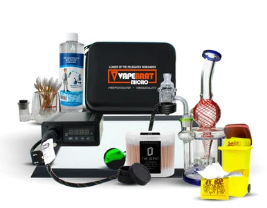 Enail Starter Kit: Recycler Dab Rig with 25mm Enail Dab Kit and Cleaning Kit - VapeBrat