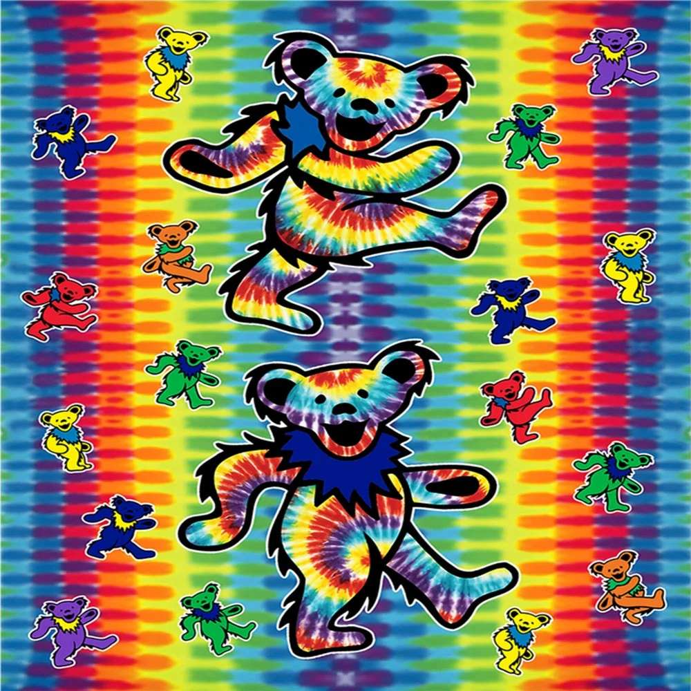 Grateful Dead Bears Tie Dye Fleece Blanket - Ramatex