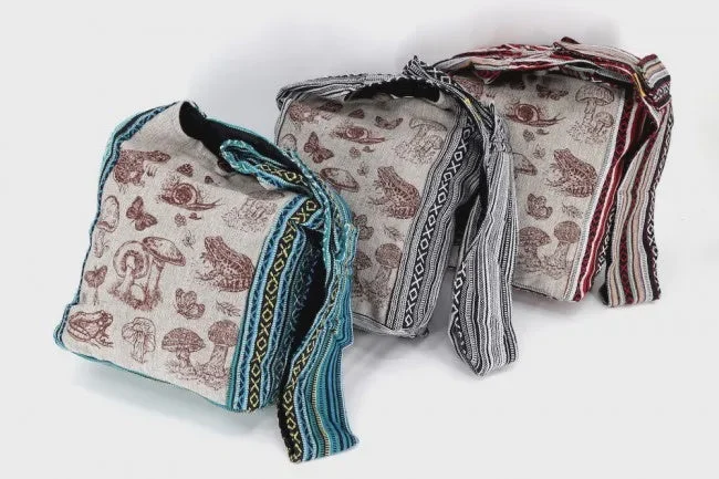 Mushroom Printed Handwoven Cotton Crossbody - HIMALAYA HANDMADE LLC
