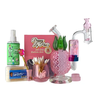 Preppy Pink Dab Rig Starter Kit: Summer Series Dab Rig, Banger Kit, Cleaning Kit by Preppy La Peui'