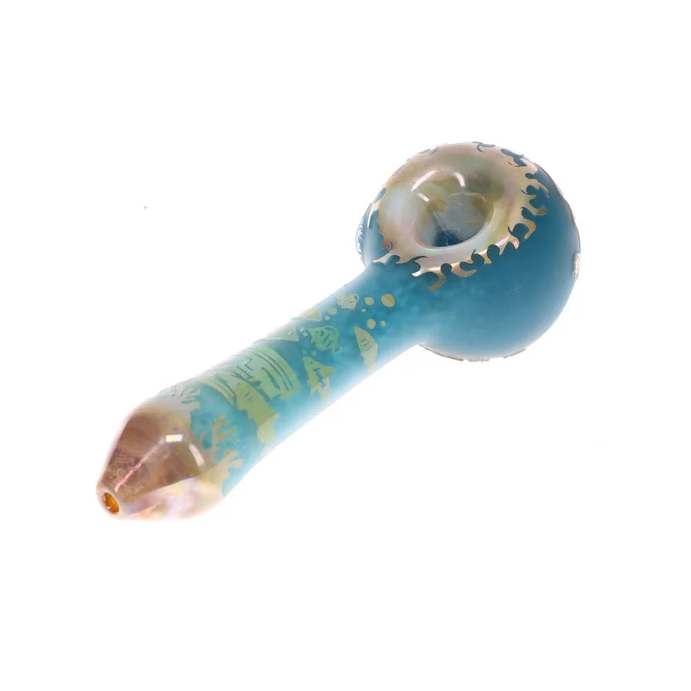 Liberty503 Glass Large Etched Triple Color Spoon - Liberty Glass