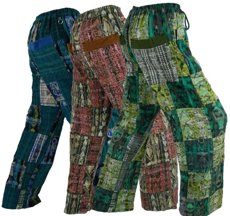 Patchwork Pants in Hand Woven Cotton - Ixchel