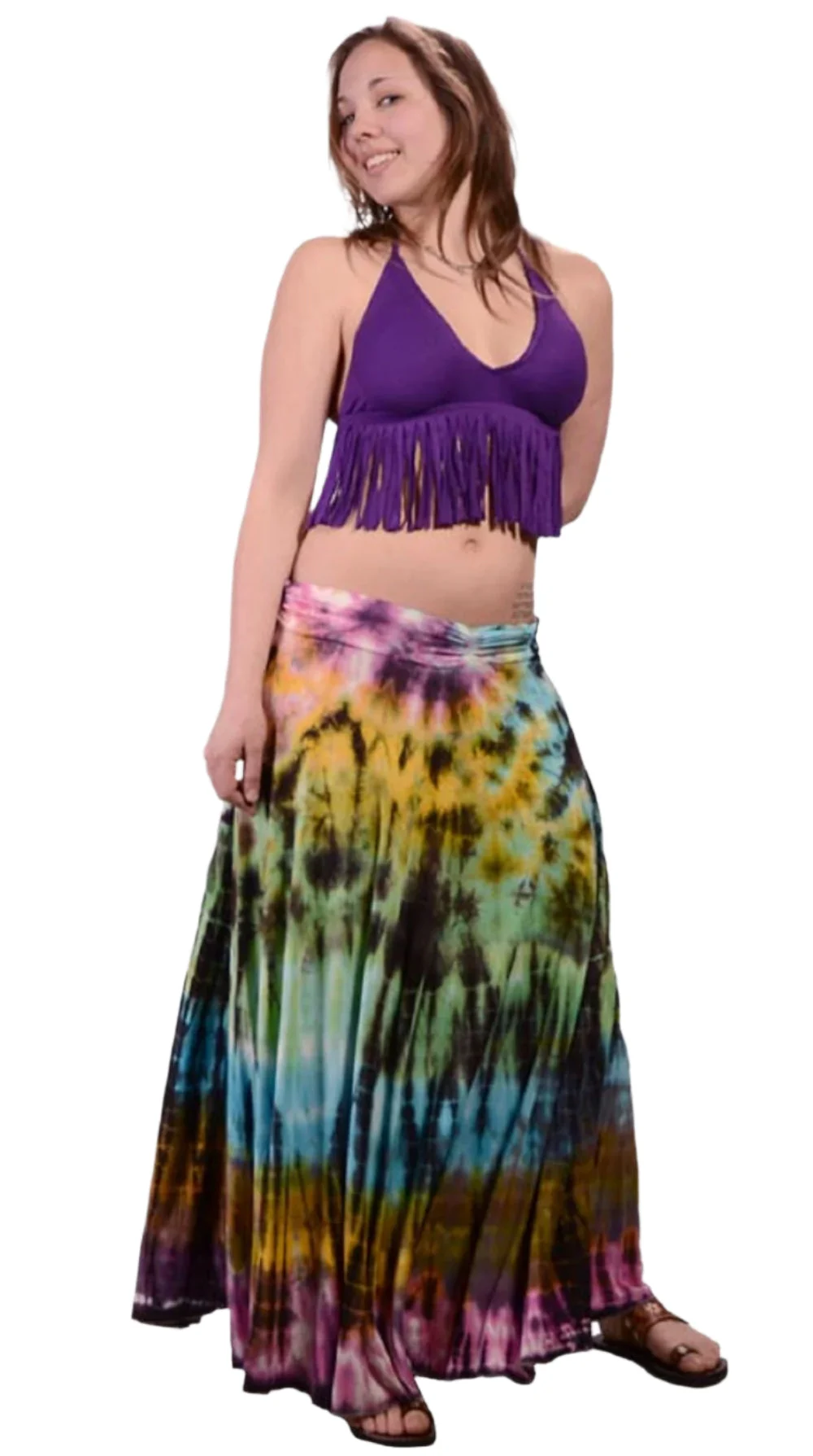 Starlight Tie Dye Long Free Flow Skirt - Gypsy Rose