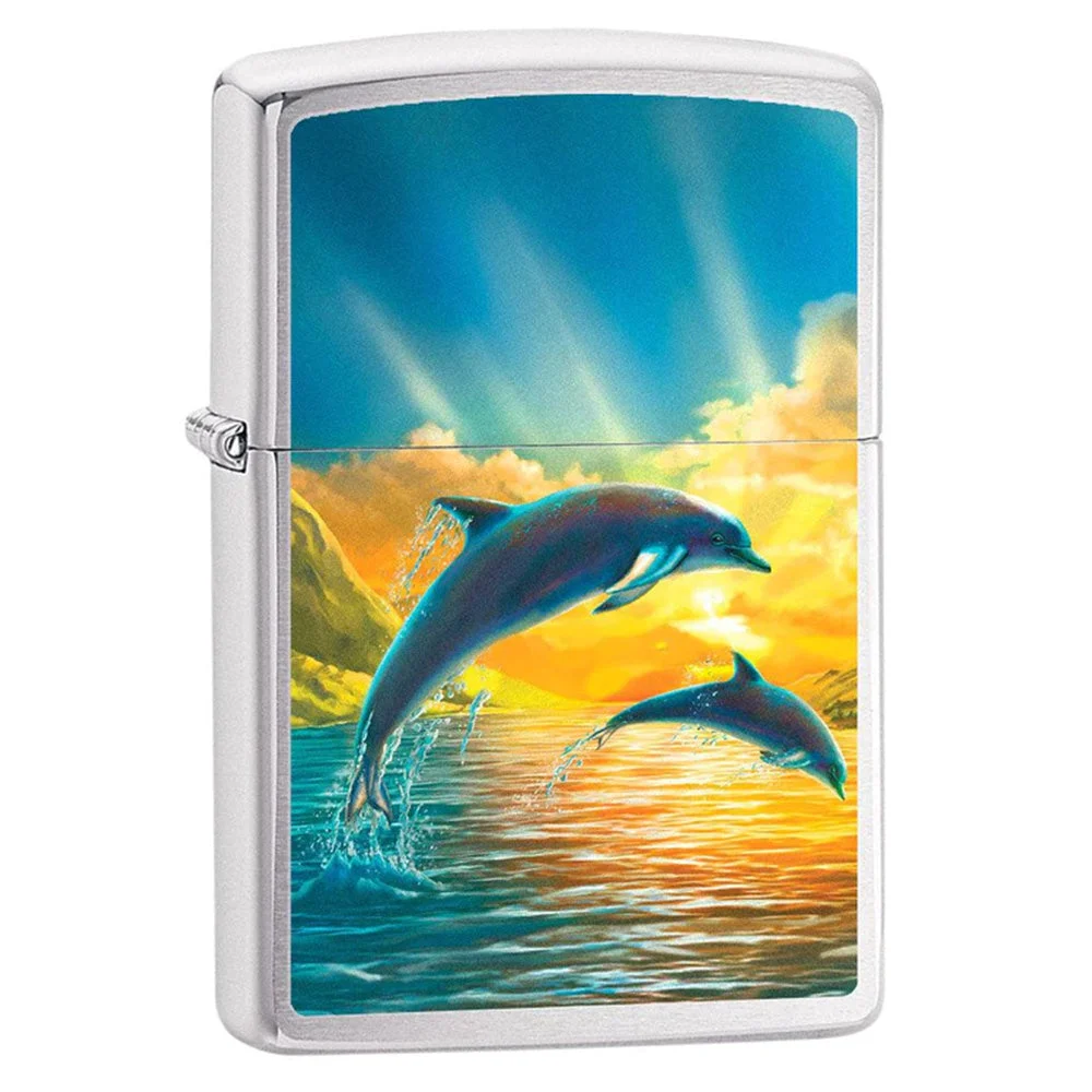 Zippo Lighter Dolphins at Sunset - Lucas Lighters, LLC