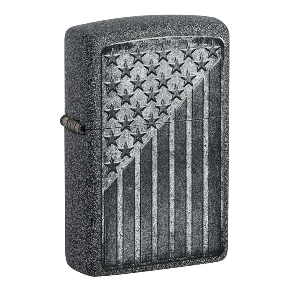 Zippo Lighter Stars and Stripes Iron Stone SALE - Lucas Lighters, LLC
