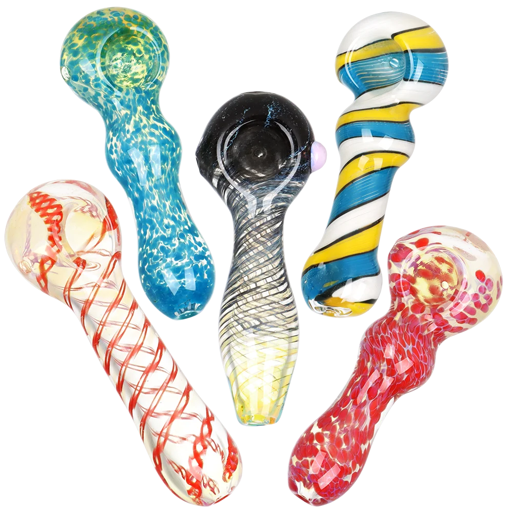 All Mixed Up Glass Spoon Pipe | 3.5" | Assorted Colors & Styles | 20ct Bundle - New
