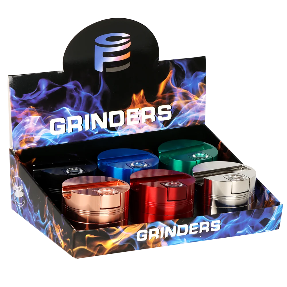 Aluminum Grinder with Embedded Pipe | 5pc | 2.75" | Assorted Colors | 6ct Display - New