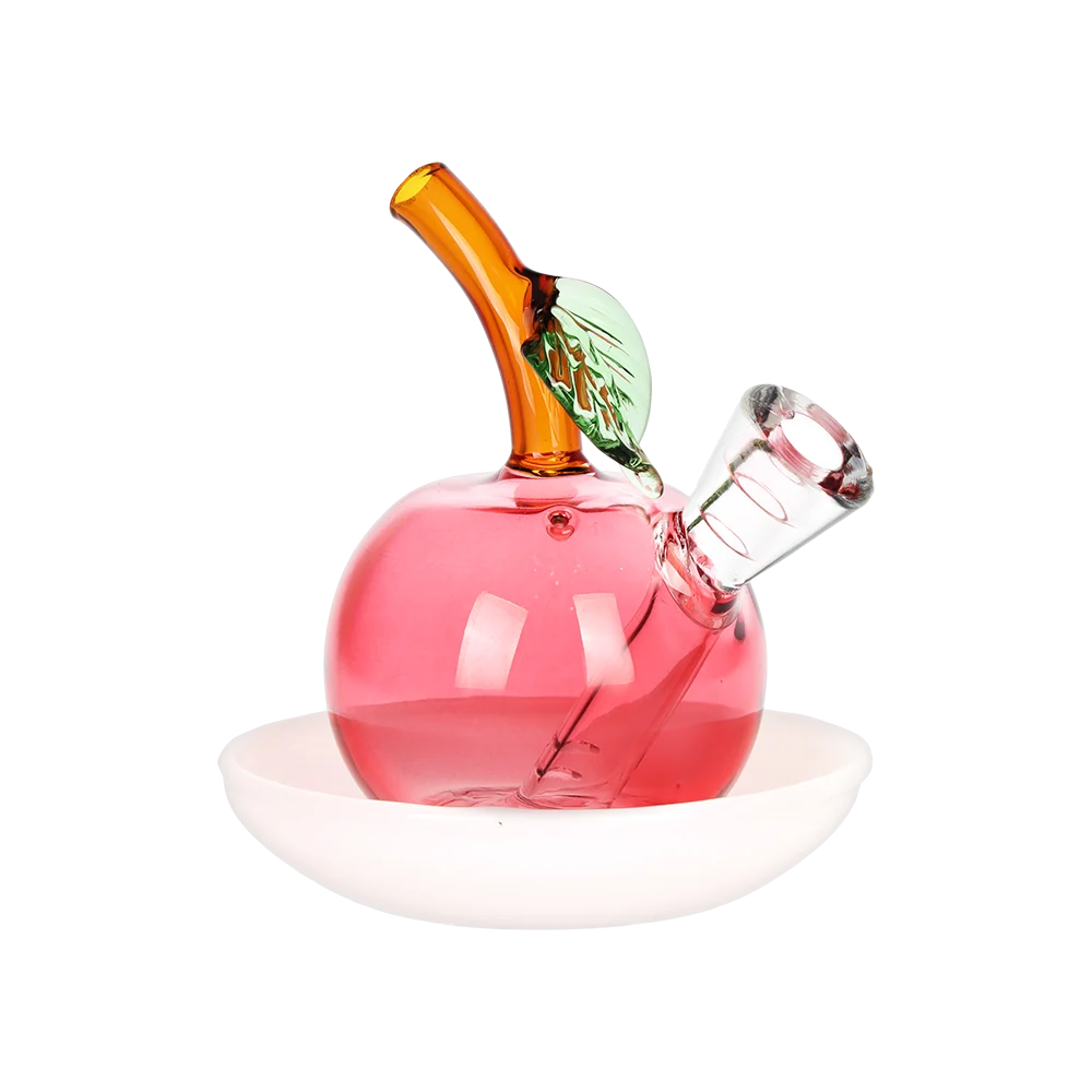 Astounding Apple on Dish Glass Cone Bubbler | 3.25" - New