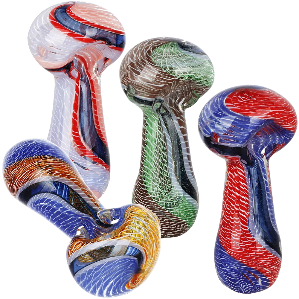 Astral Flow Deluxe Dichro Glass Spoon Pipe | 3.75" | Assorted Colors | 4ct Bundle - New