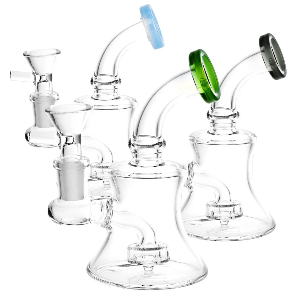 Mini Bent Neck Bell Glass Water Pipe | 6.5" | 14mm F | Colors Vary - New