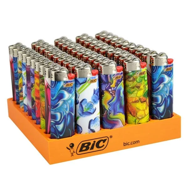 Bic Lighter | Blown Glass | Assorted Designs | 50ct Display - New