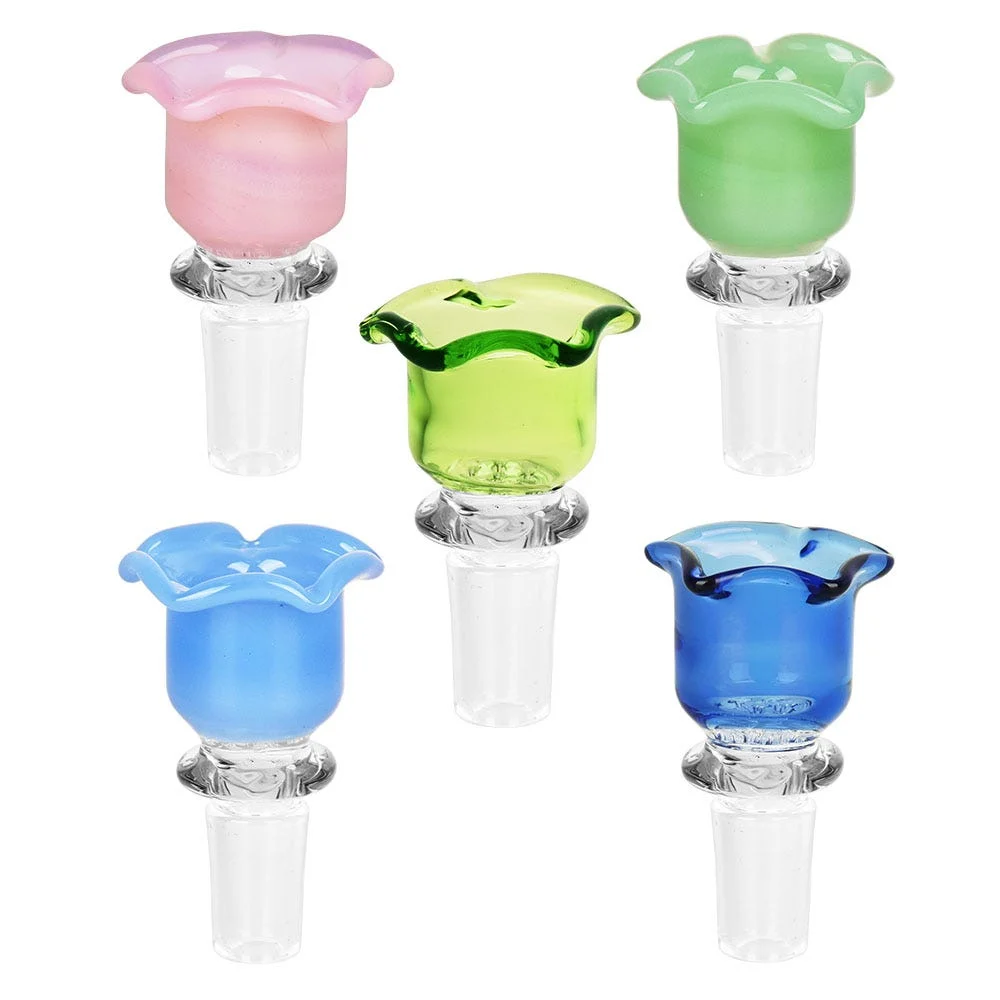 Blissful Blossom Integrated Glass Screen Herb Slide | 14mm M | Colors Vary - New