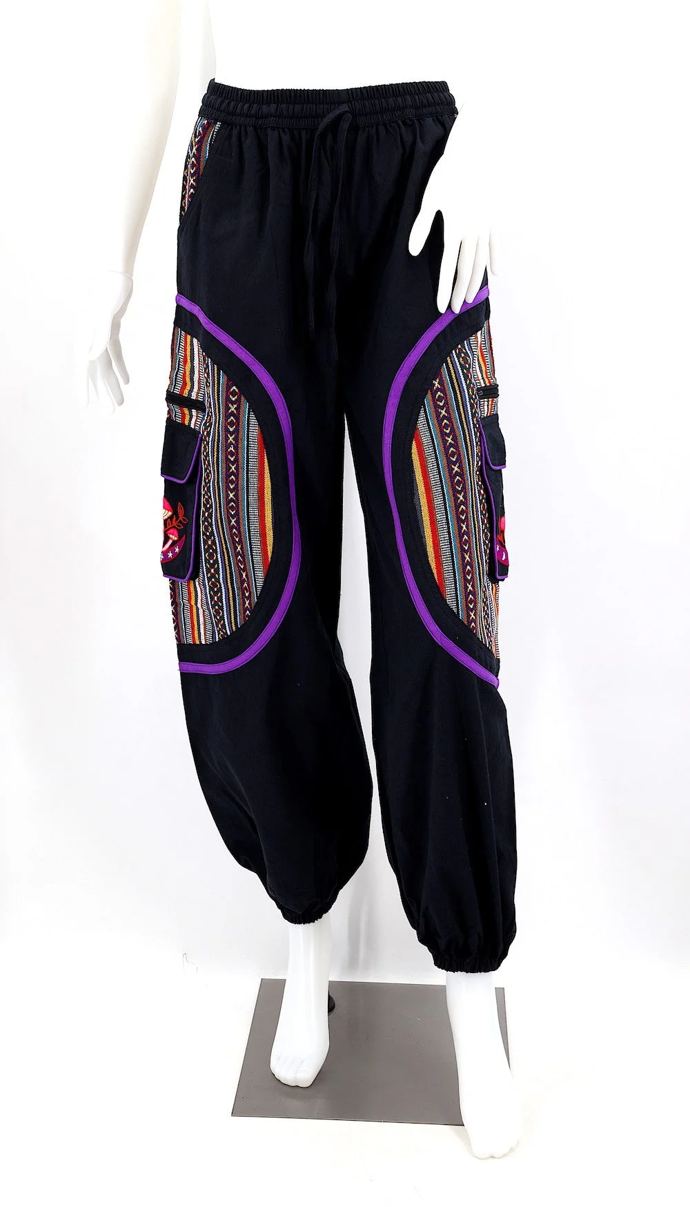 Hippie Moon Embroidered Mushroom Gheri Pants - HIMALAYA HANDMADE LLC