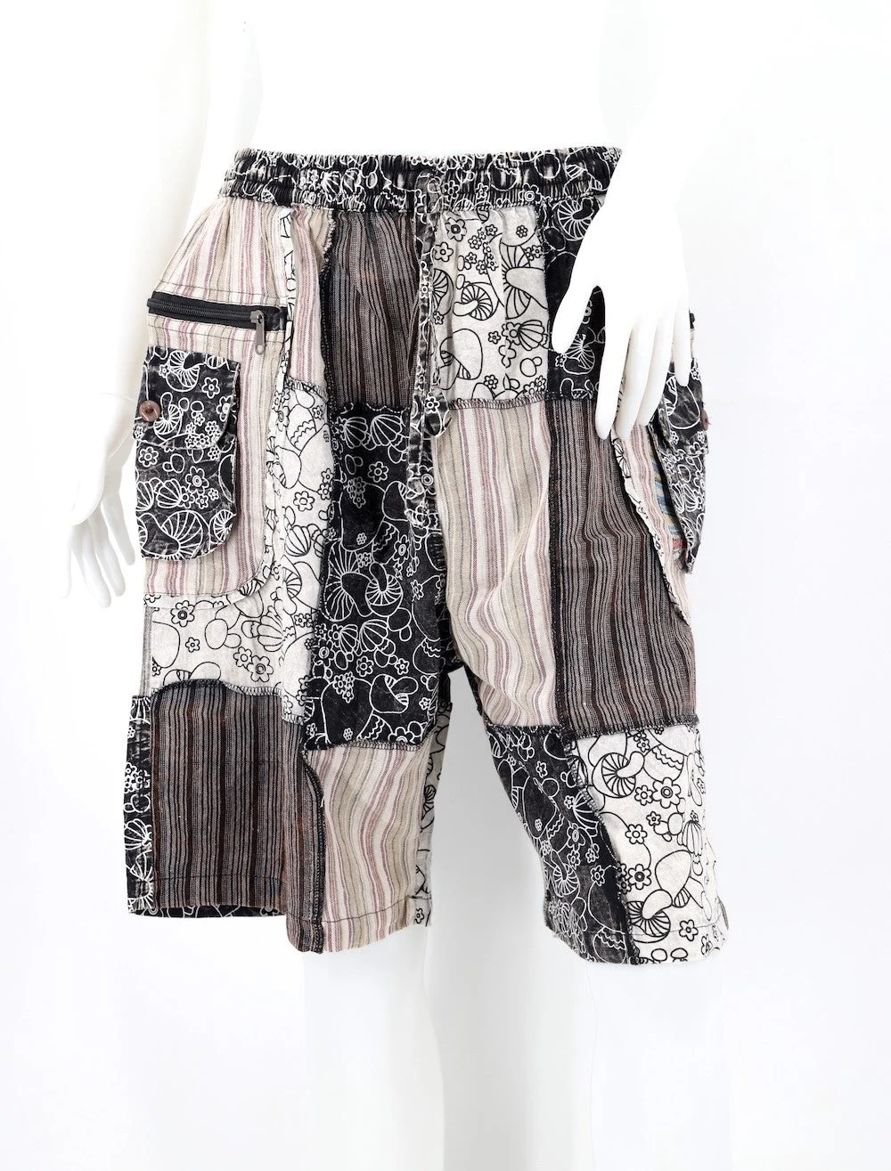 Shroom Patchwork Shorts - HIMALAYA HANDMADE LLC