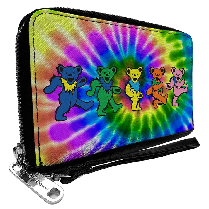 Grateful Dead Dancing Bears Swirl Tie Dye Zip Around Wallet with Detachable Wristlet Strap - Buckle-Down, Inc.