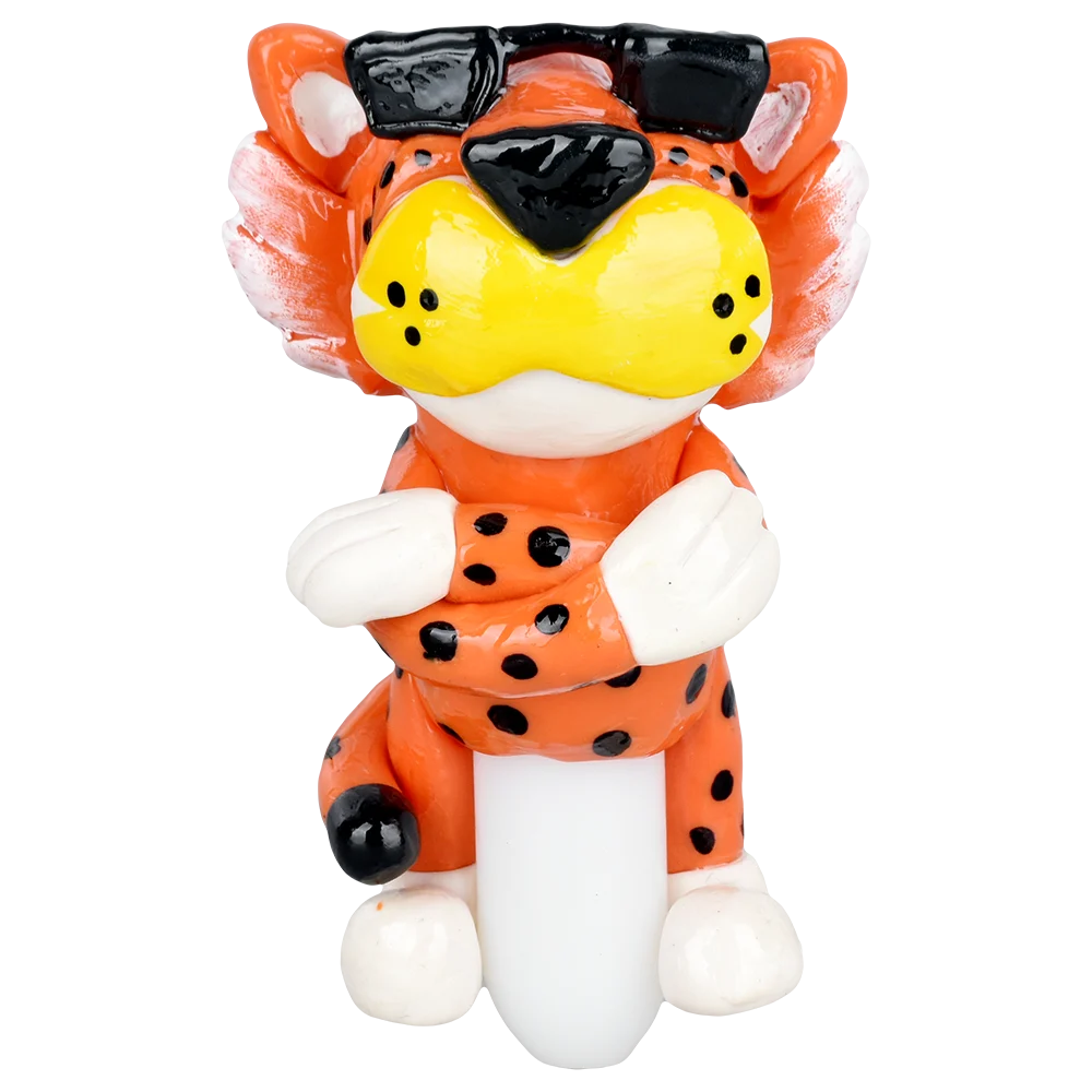 Cheezy Cheetah 3D Painted Glass Spoon Pipe | 5.5" - New