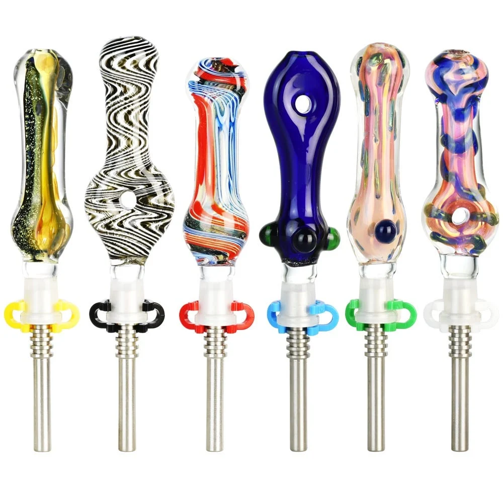 Choice Glass Dab Straw | Titanium Tip | 5" to 6" | Assorted Styles | 40ct Bundle - New